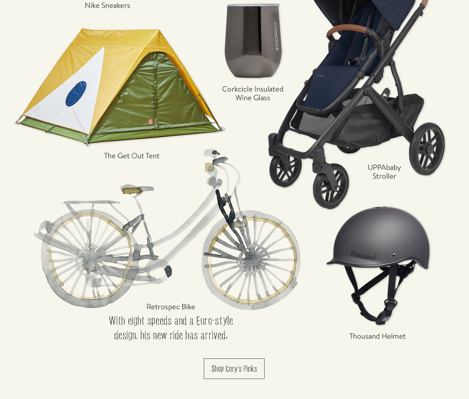 Father's Day gift picks, including outdoor gear, shoes and a stroller.