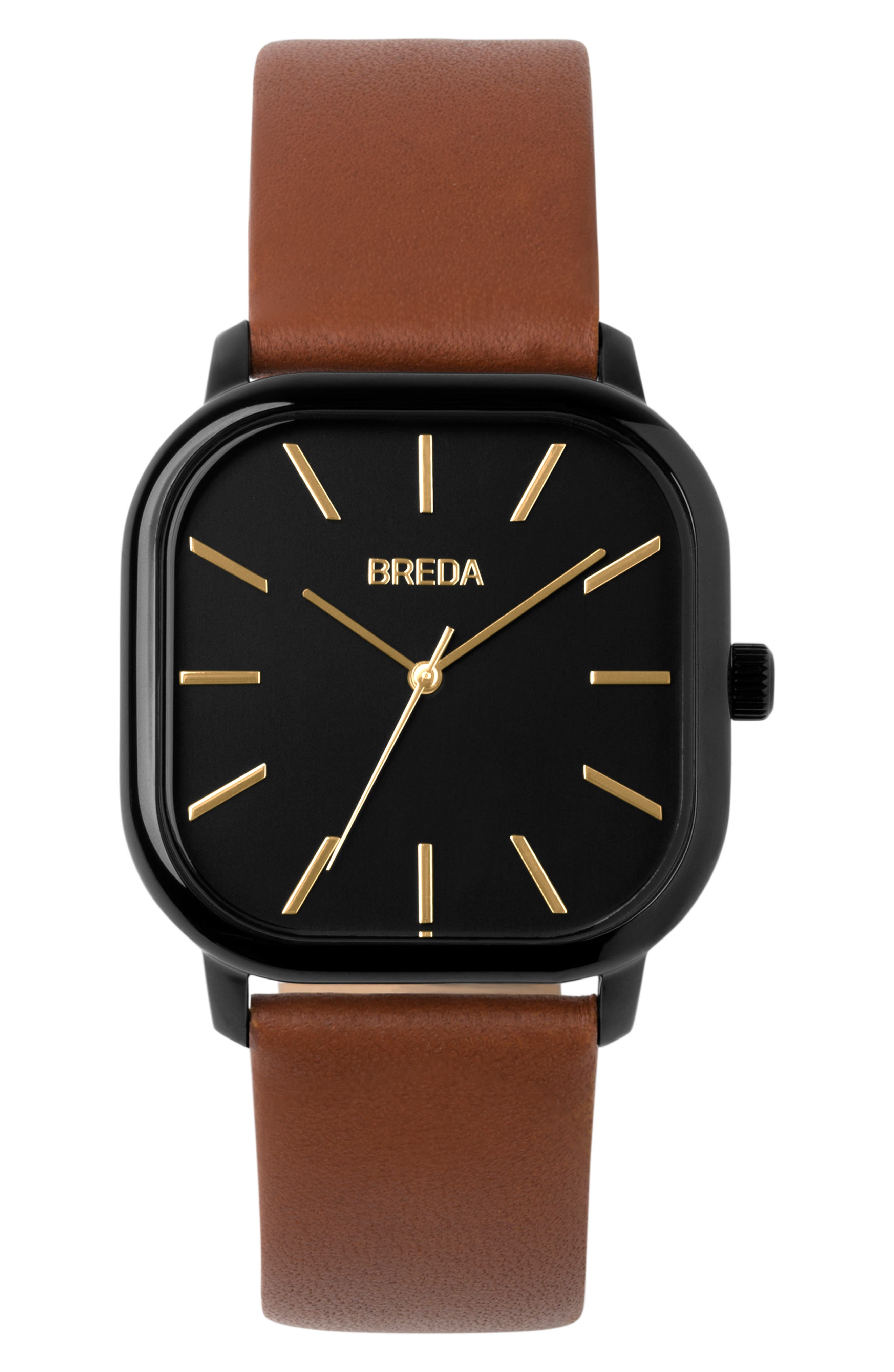 Breda Visser Square Leather Strap Watch, 35Mm