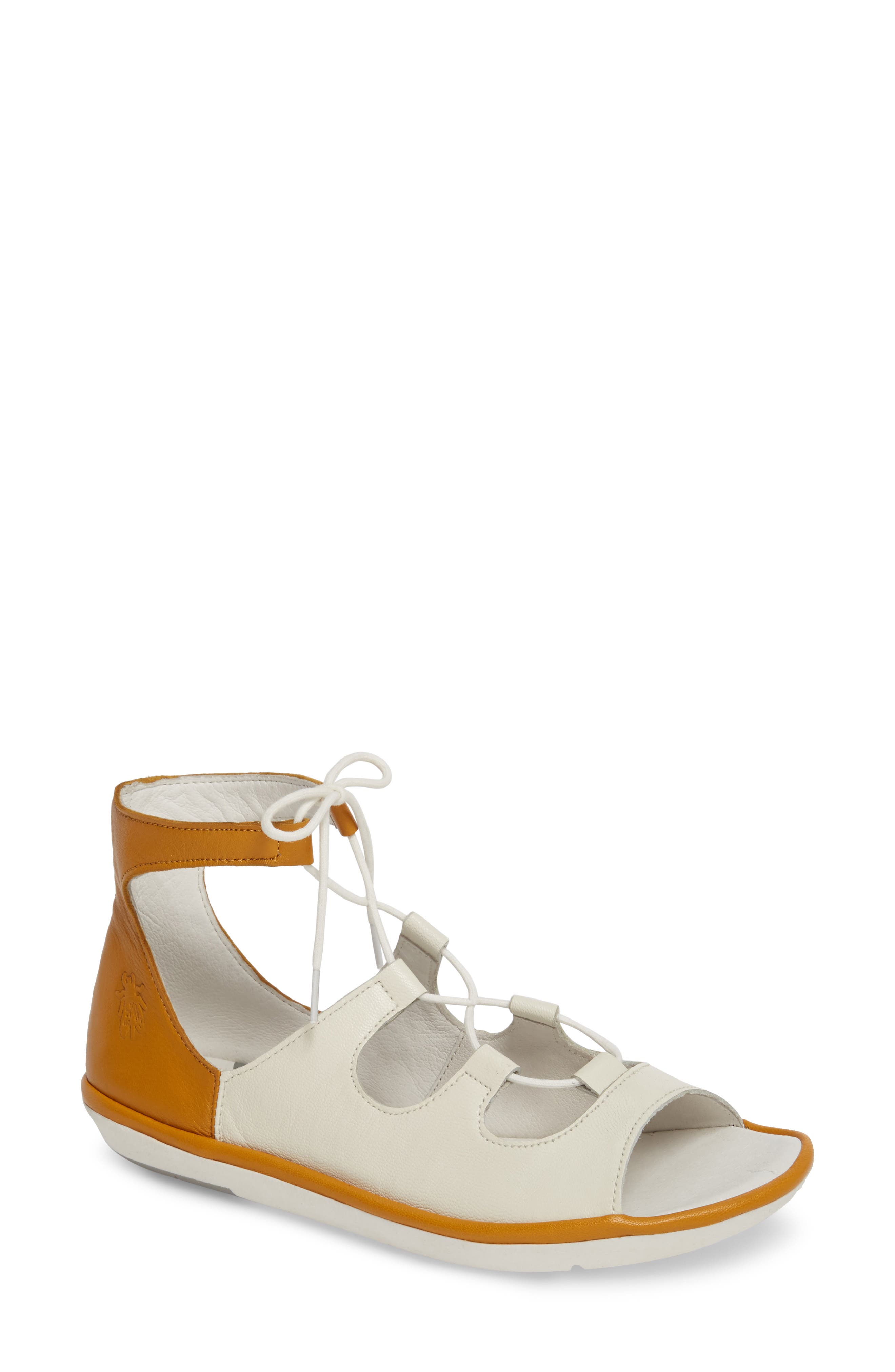 Fly London Mura Ghillie Sandal - White