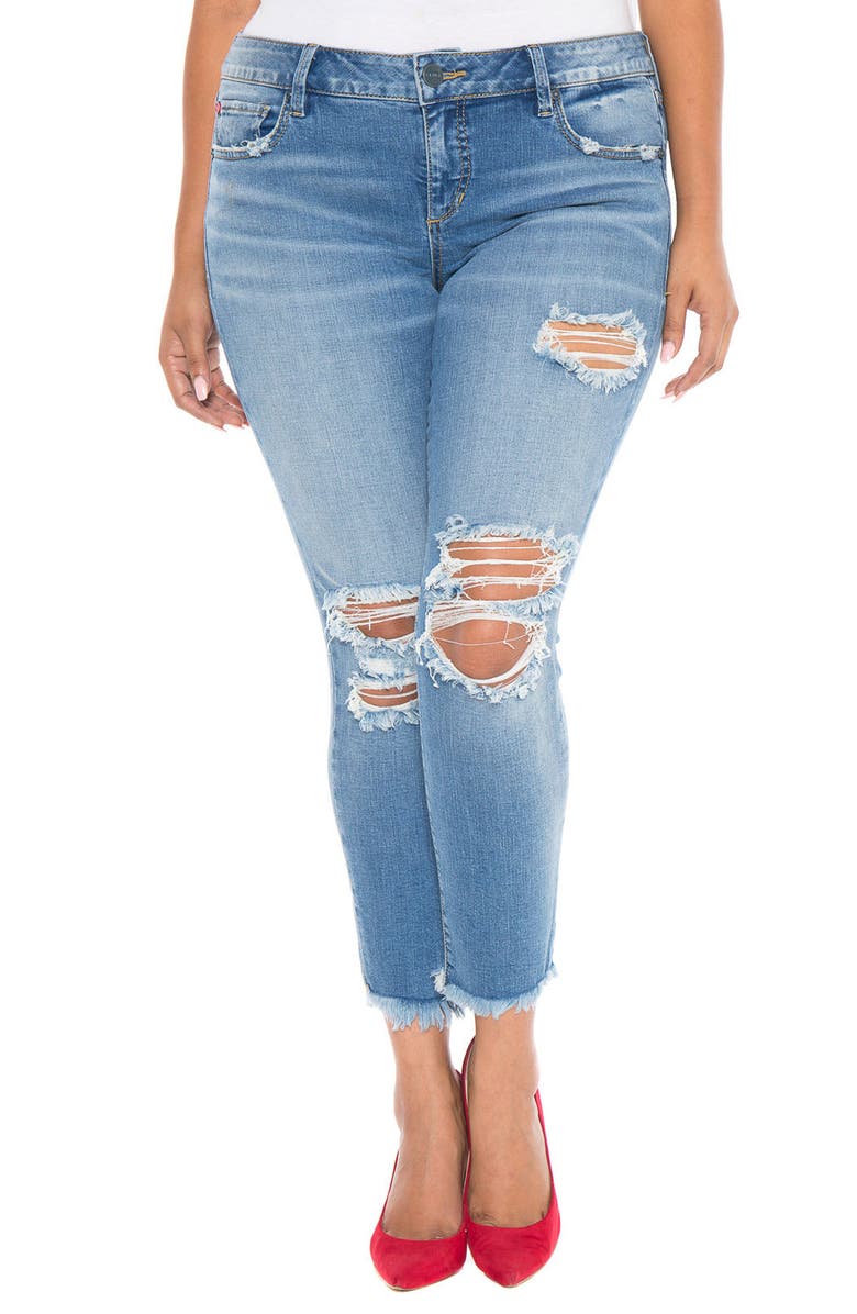 SLINK Jeans Destroyed Ankle Jeans (Eden) (Plus Size) | Nordstrom