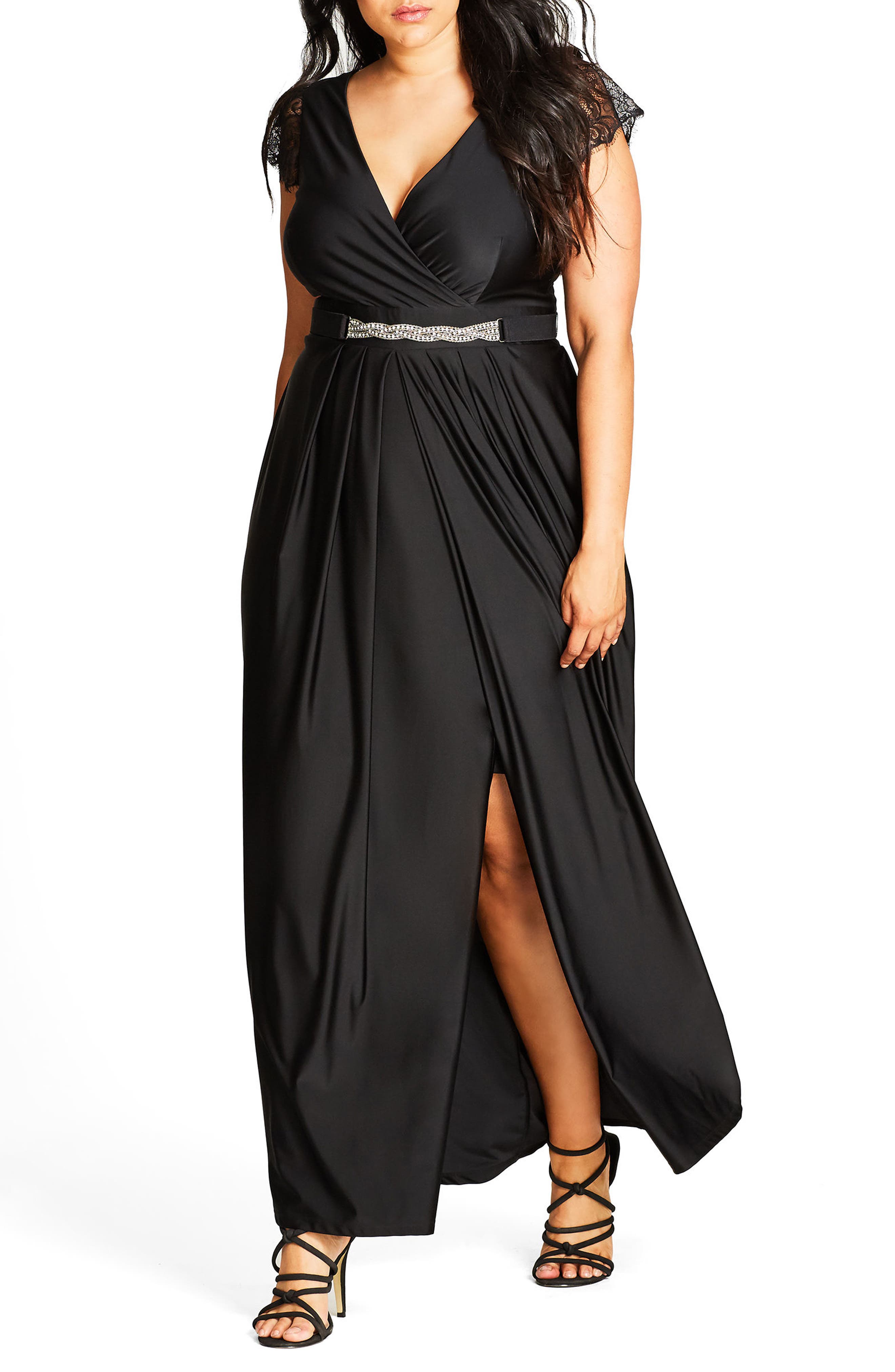 Plus Size City Chic Flirty Drape Maxi Dress
