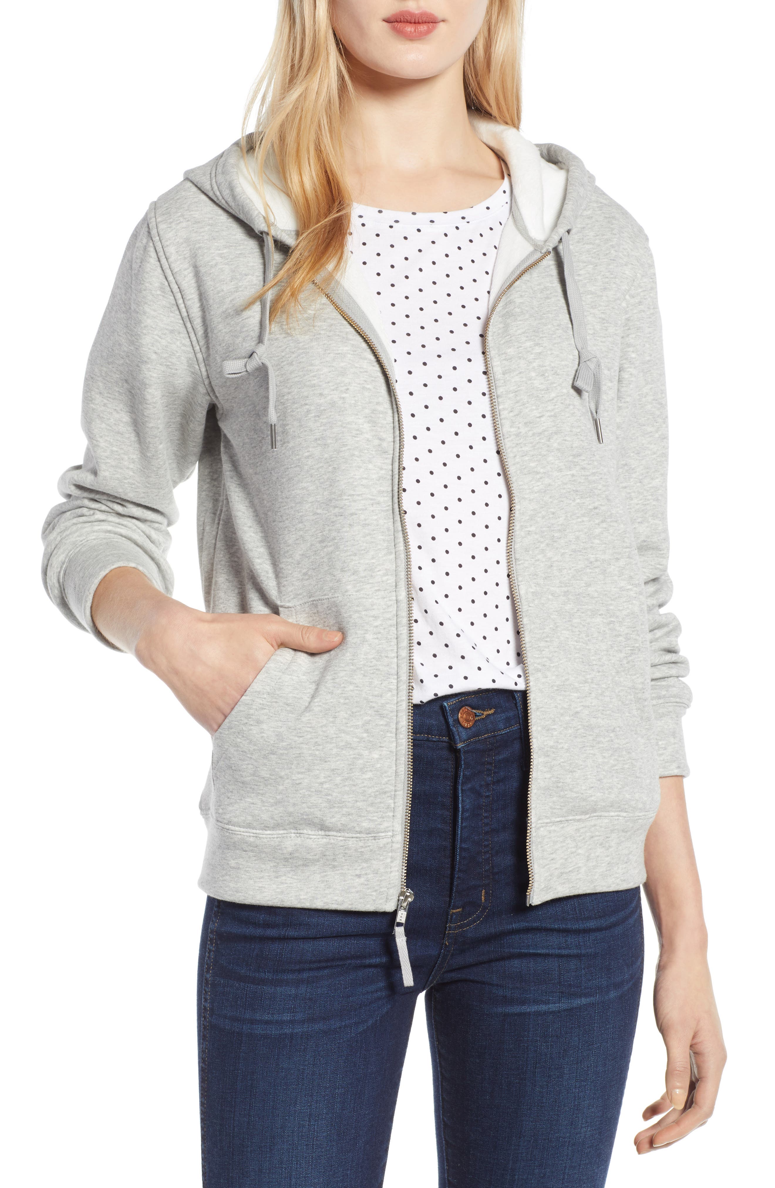J.crew Velour Lined Hoodie, Grey
