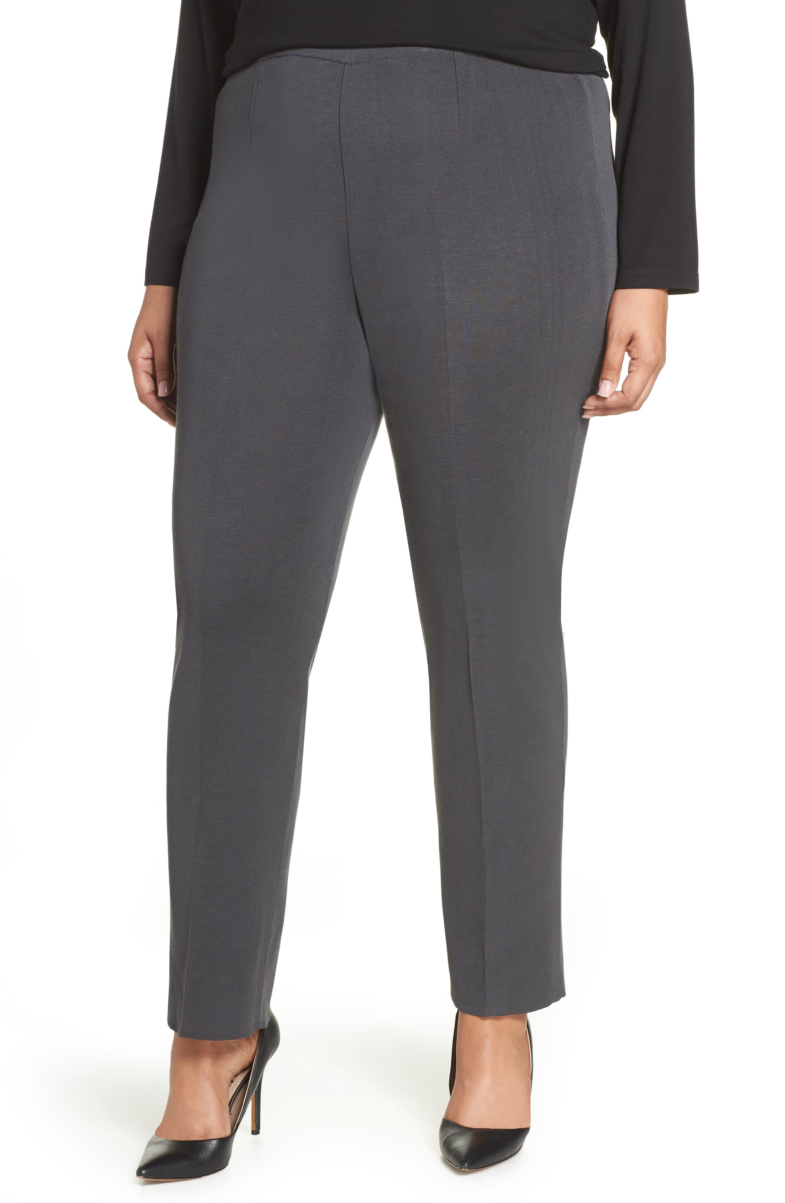 Plus Size Ming Wang Pull-On Pants, Grey