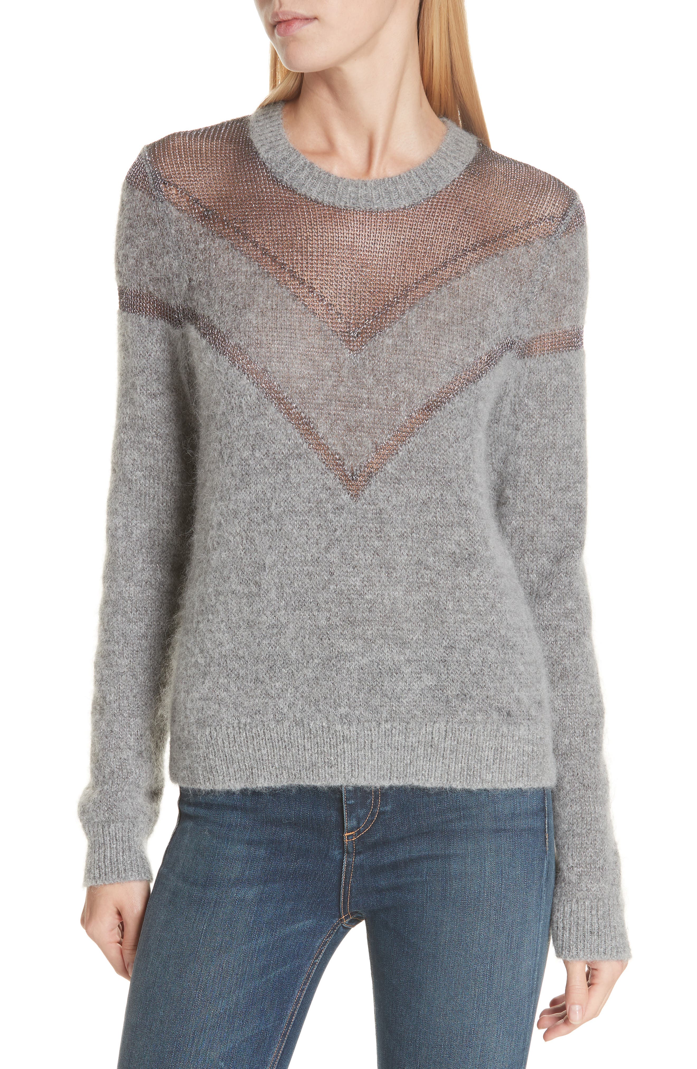 Rag & Bone Sheer Chevron Sweater, Grey