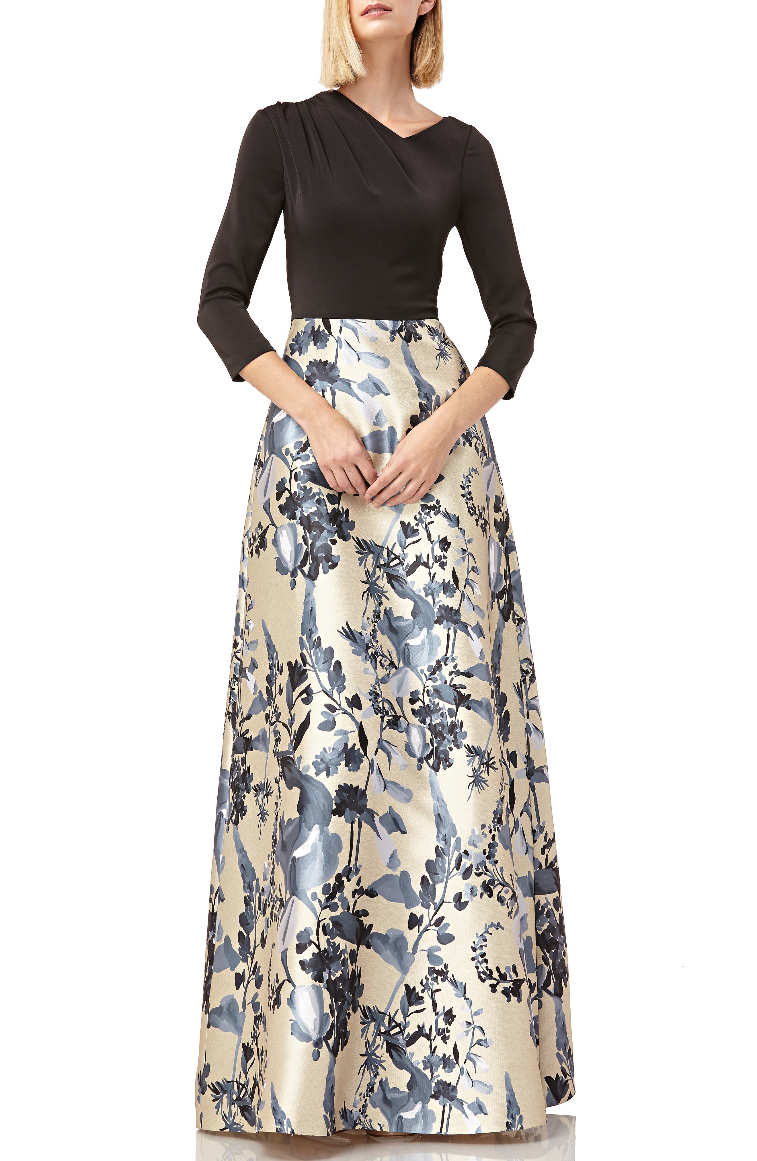 Kay Unger Drape Neck Evening Dress, Black