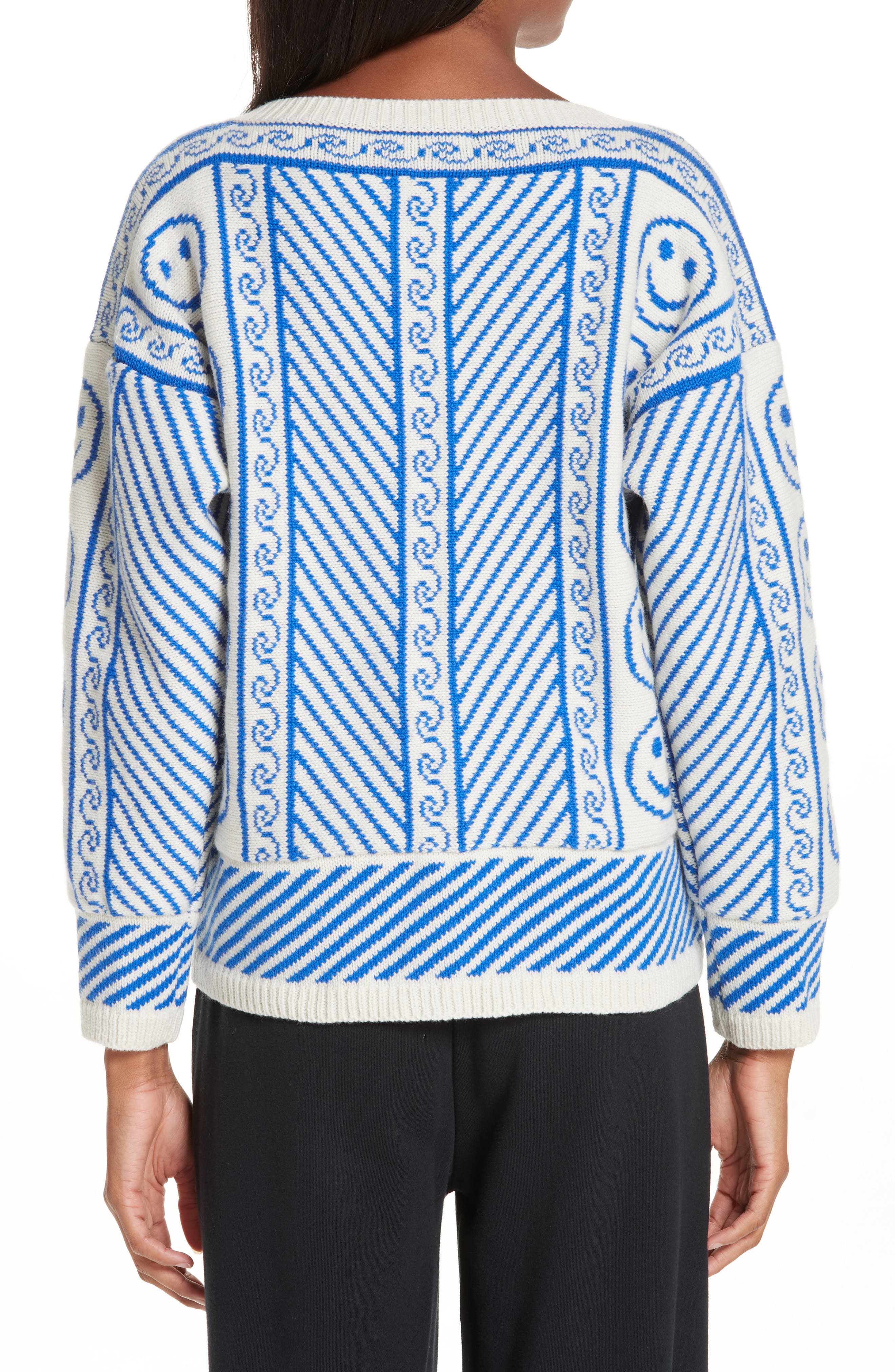 Ashley Williams Hannah Smiley Face Cardigan In Blue