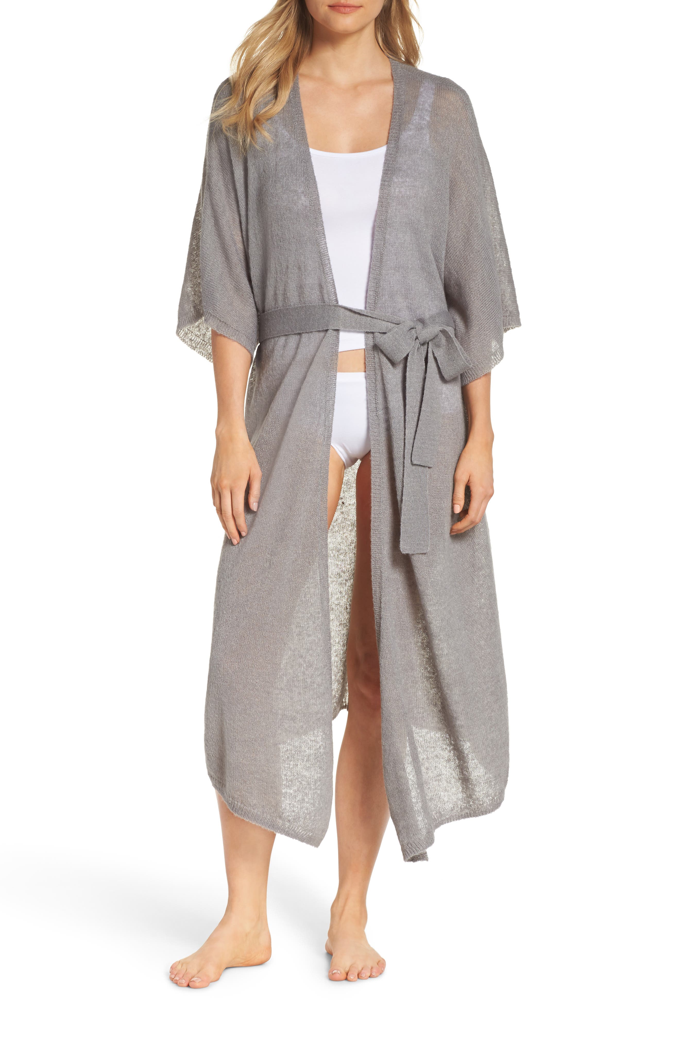 Nordstrom Lingerie Long Cardigan, Grey
