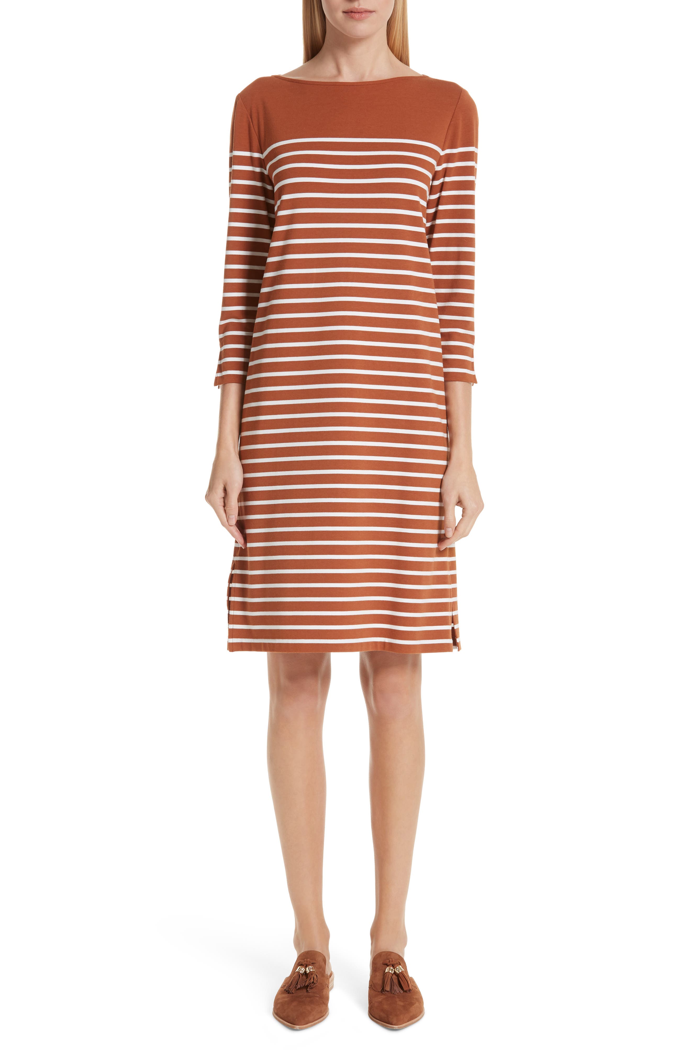 Lafayette 148 New York Daytona Stripe Dress, Orange