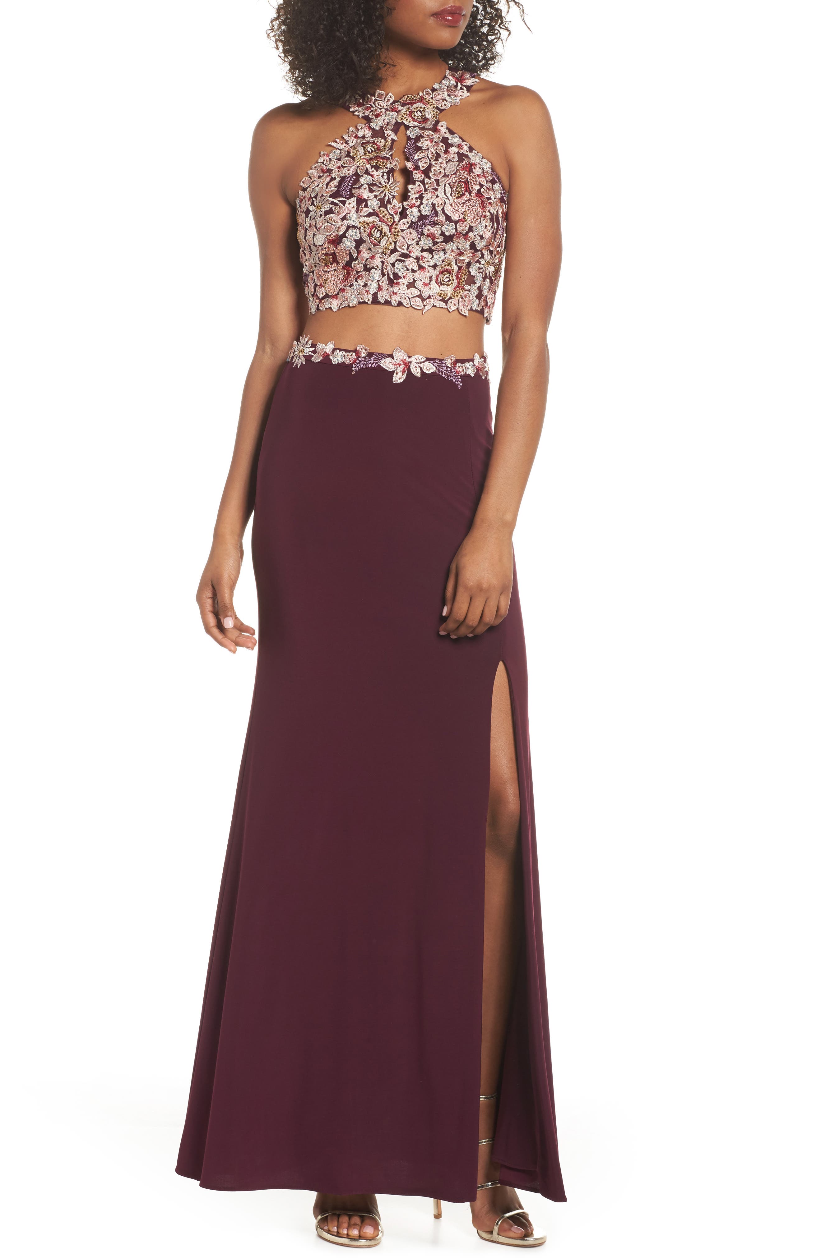 Xscape Embroidered Two-Piece Gown