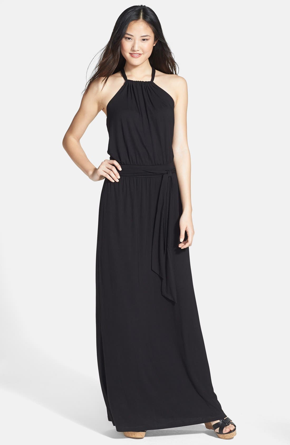 Caslon® Stretch Knit Halter Maxi Dress (Regular & Petite) Nordstrom