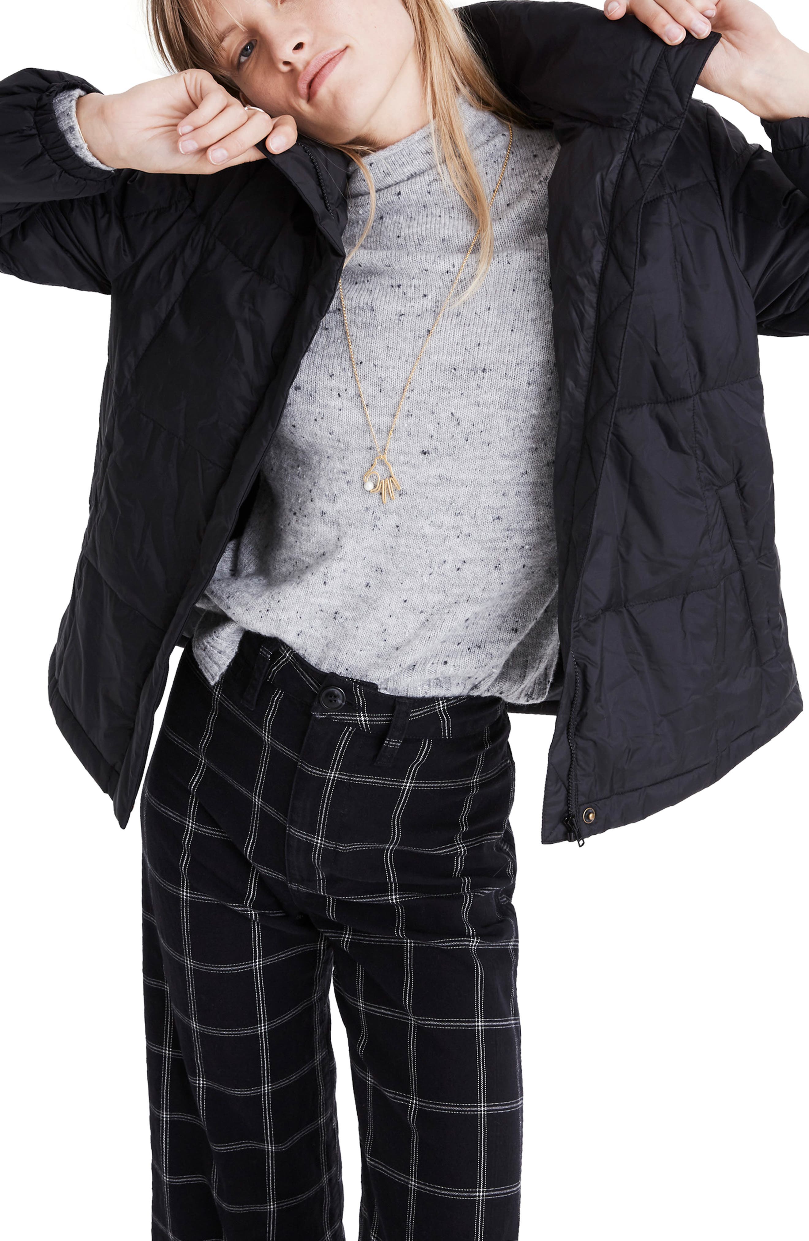 Plus Size Madewell Travel Buddy Packable Puffer Jacket, Size - Black