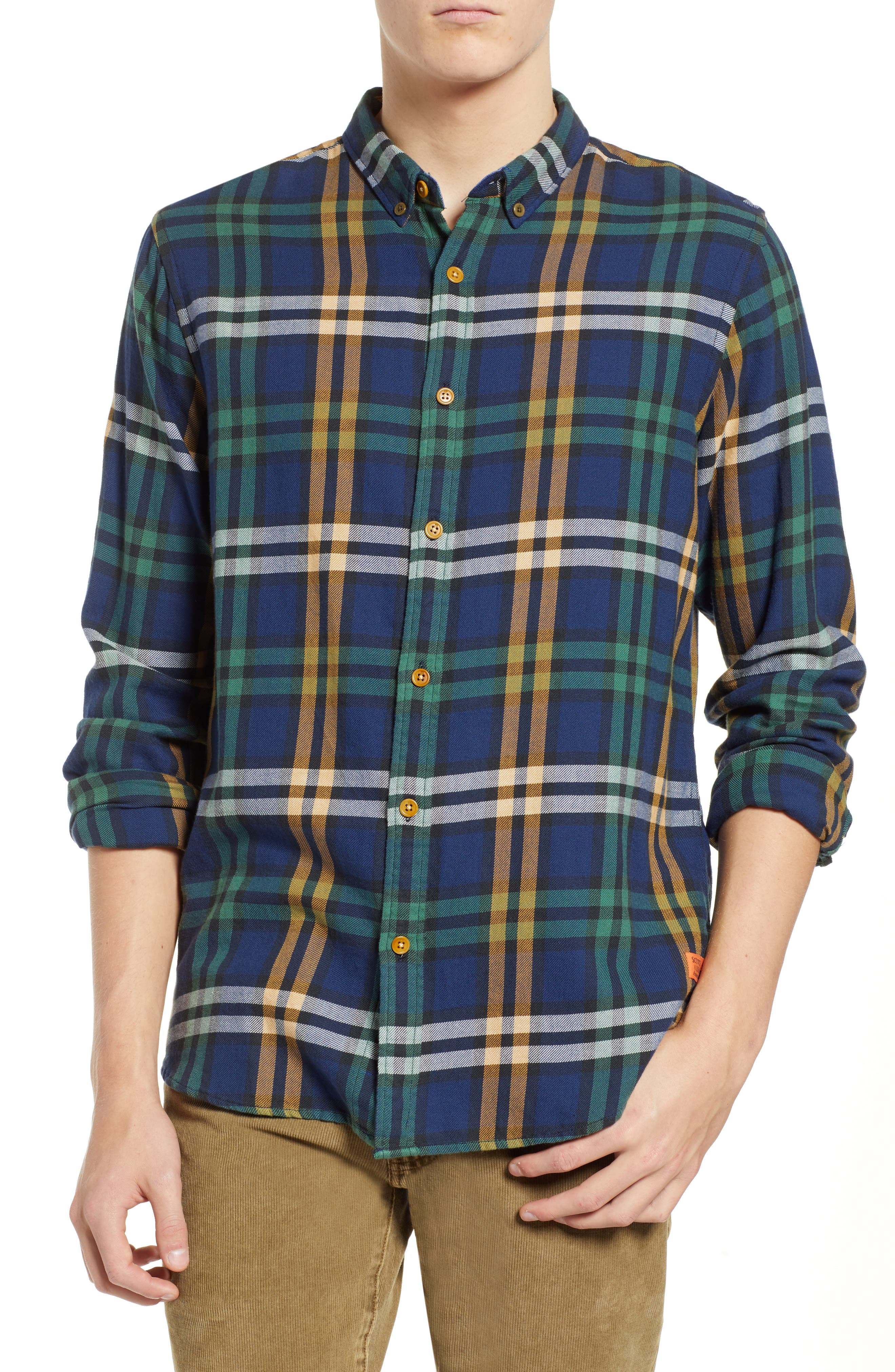 Scotch & Soda Check Flannel Shirt, Blue