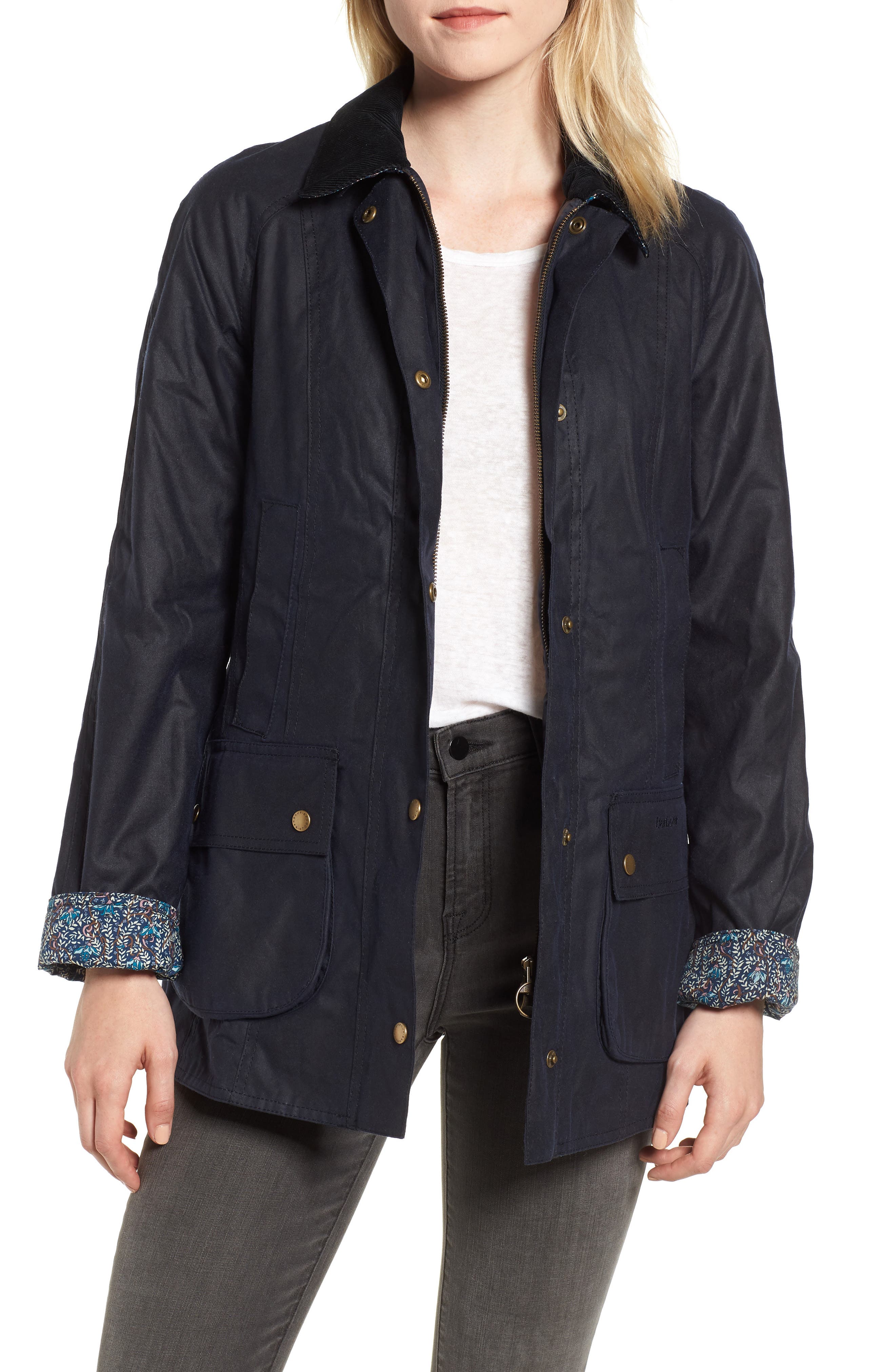 Barbour X Liberty Abbey Waxed Cotton Jacket, US / 8 UK - Blue