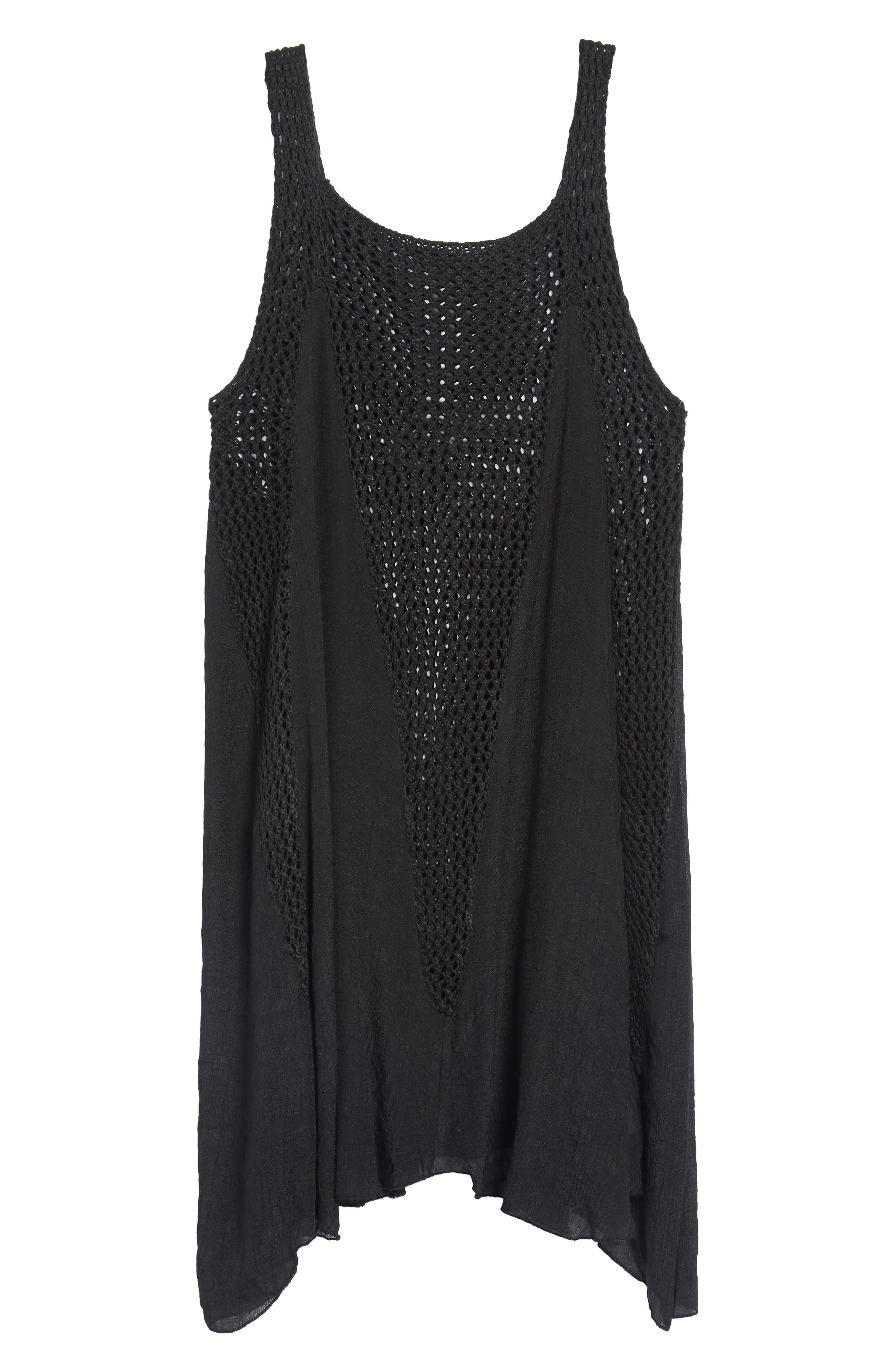 Elan Crochet Inset Cover-Up Dress, Black
