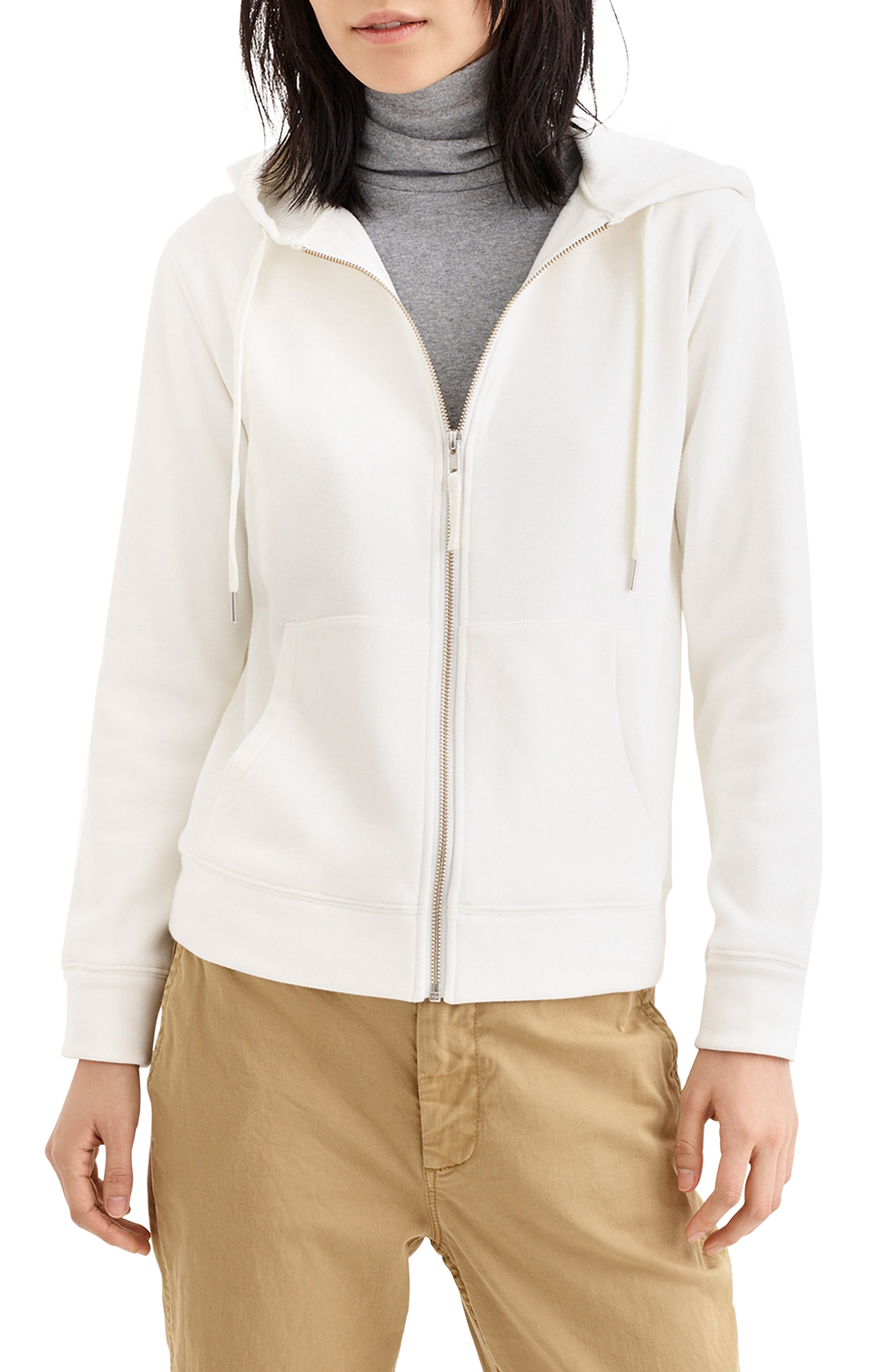 J.crew Velour Lined Hoodie, Ivory