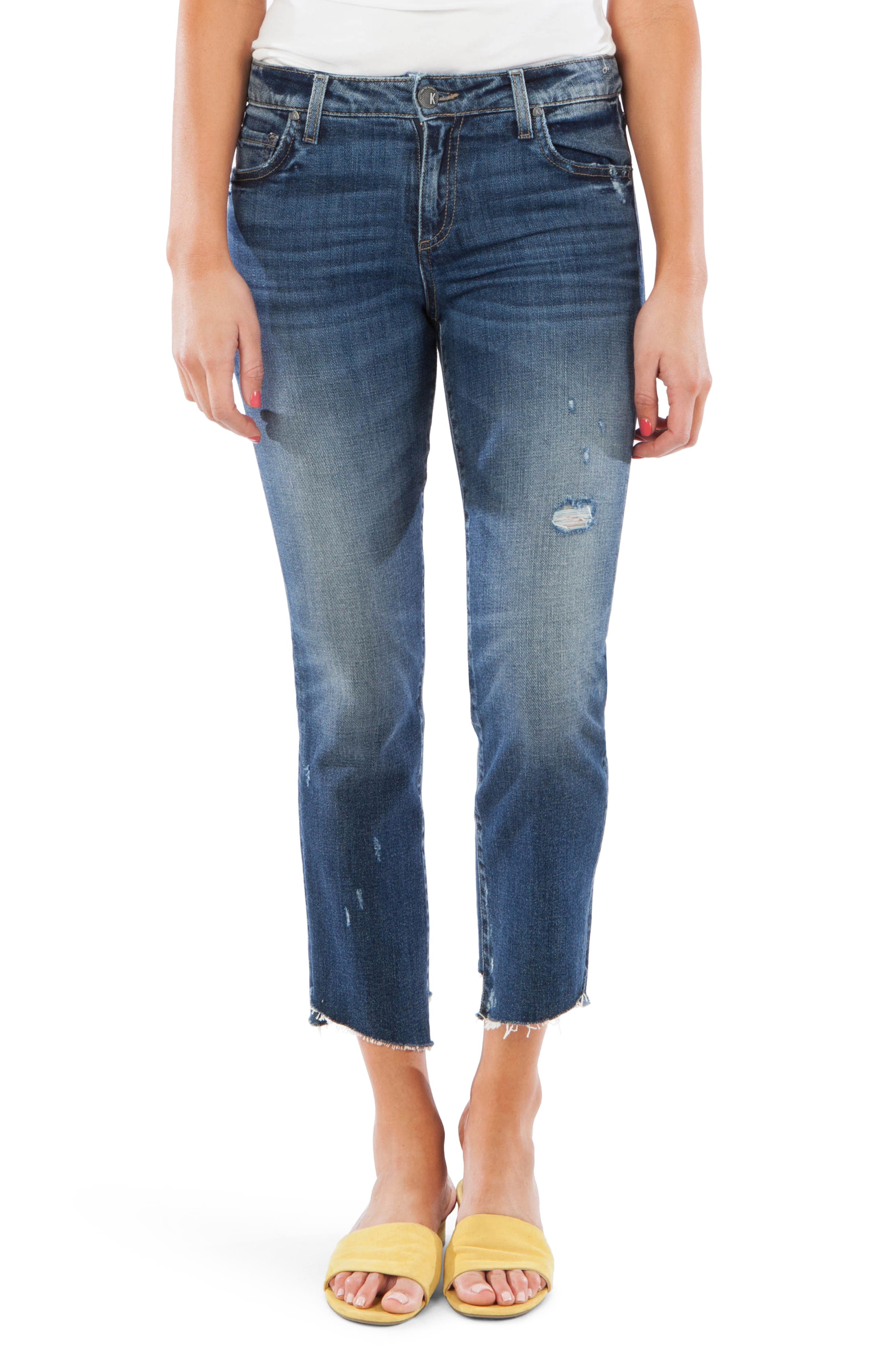 Kut From The Kloth Reese Slant Hem Straight Leg Jeans, Blue