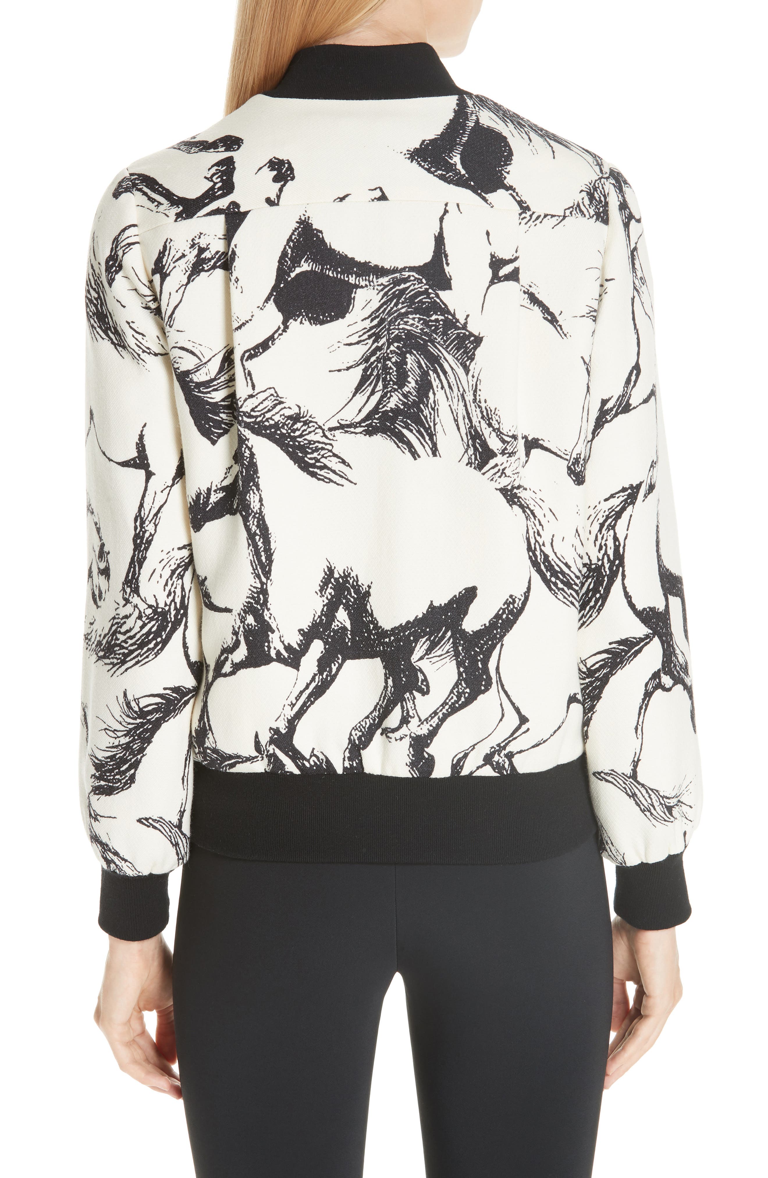 Adam Lippes Horse Print Wool Bomber Jacket | Nordstrom