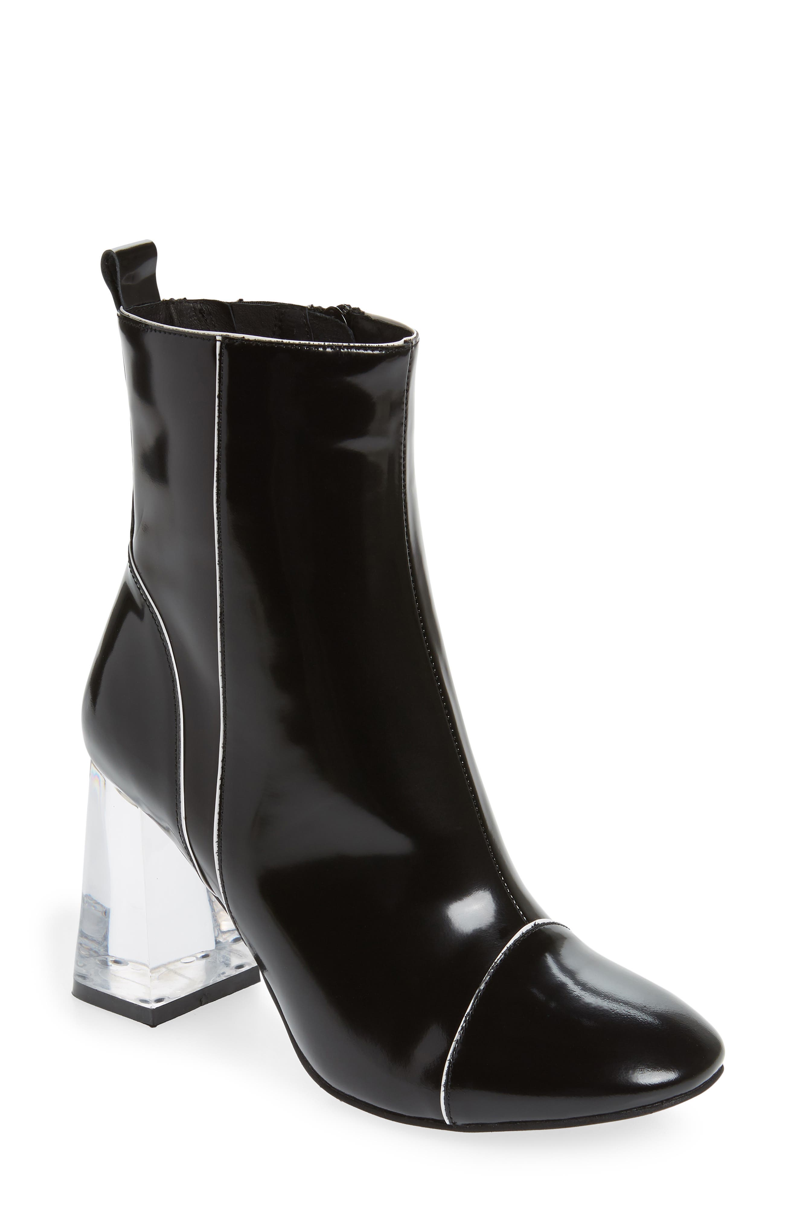 Jeffrey Campbell Chapel Translucent Heel Bootie- Black