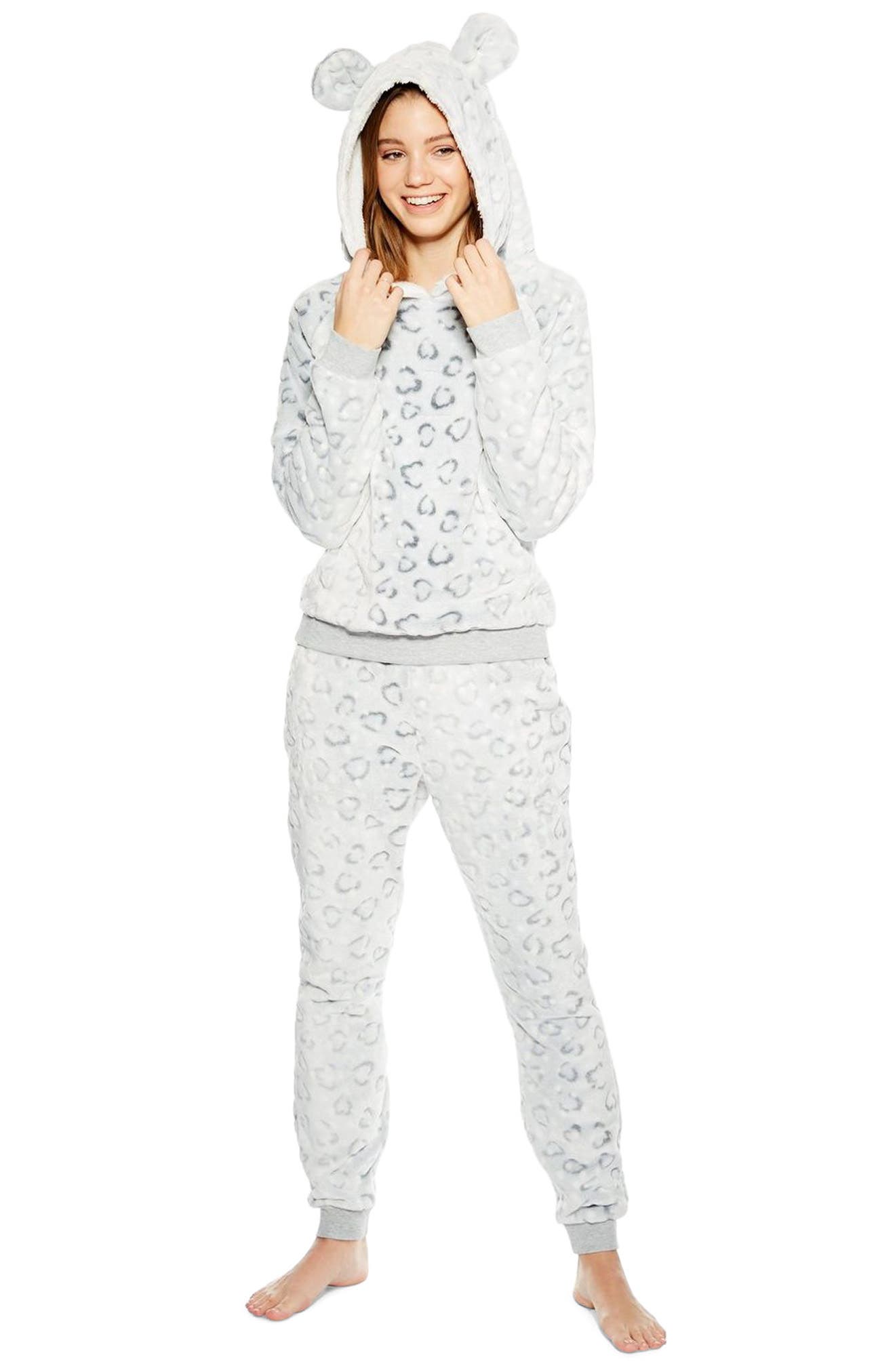 Topshop Cut Leopard Pajamas, Grey