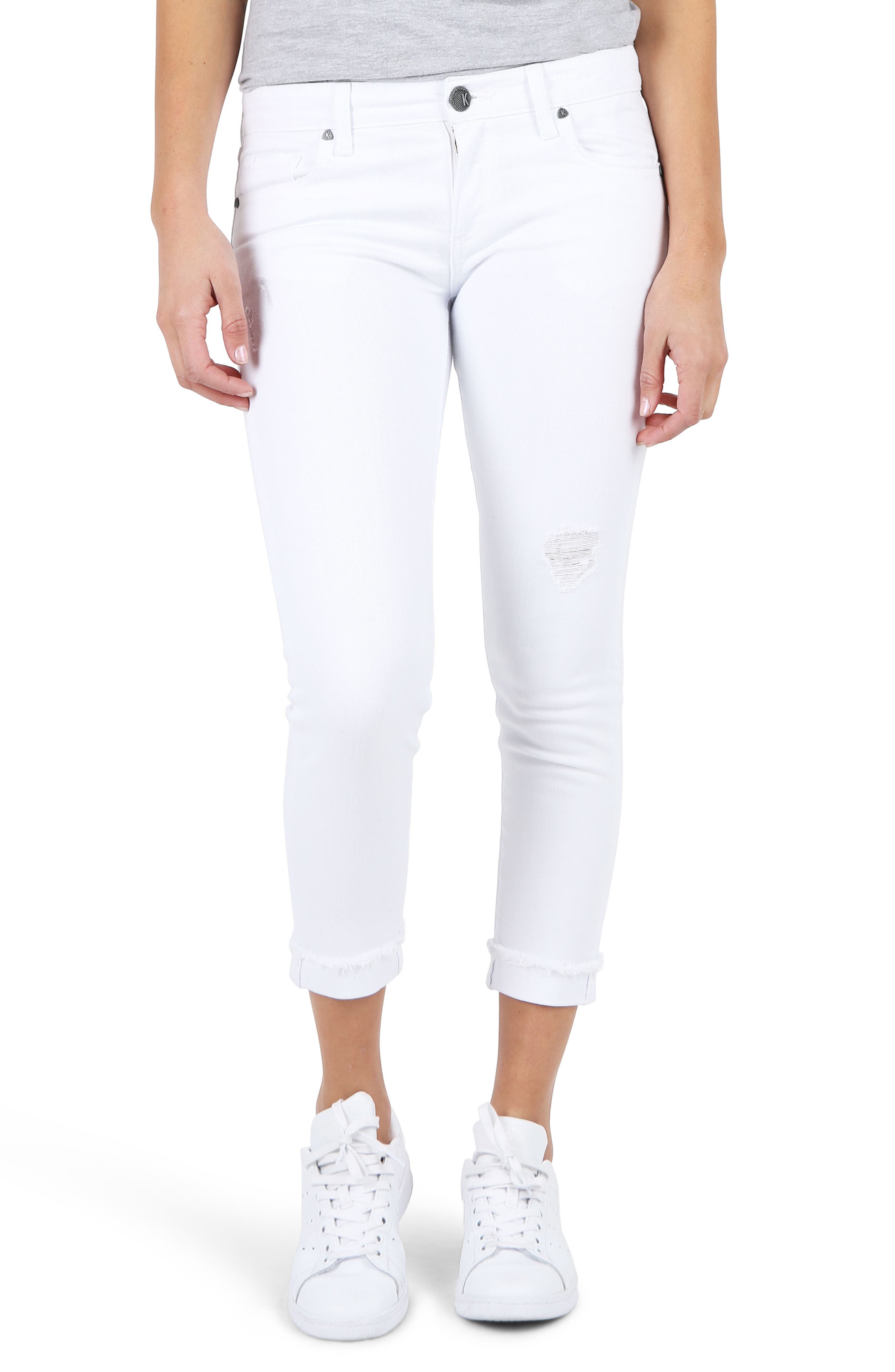 Petite Kut Kollection Amy Crop White Jeans, White
