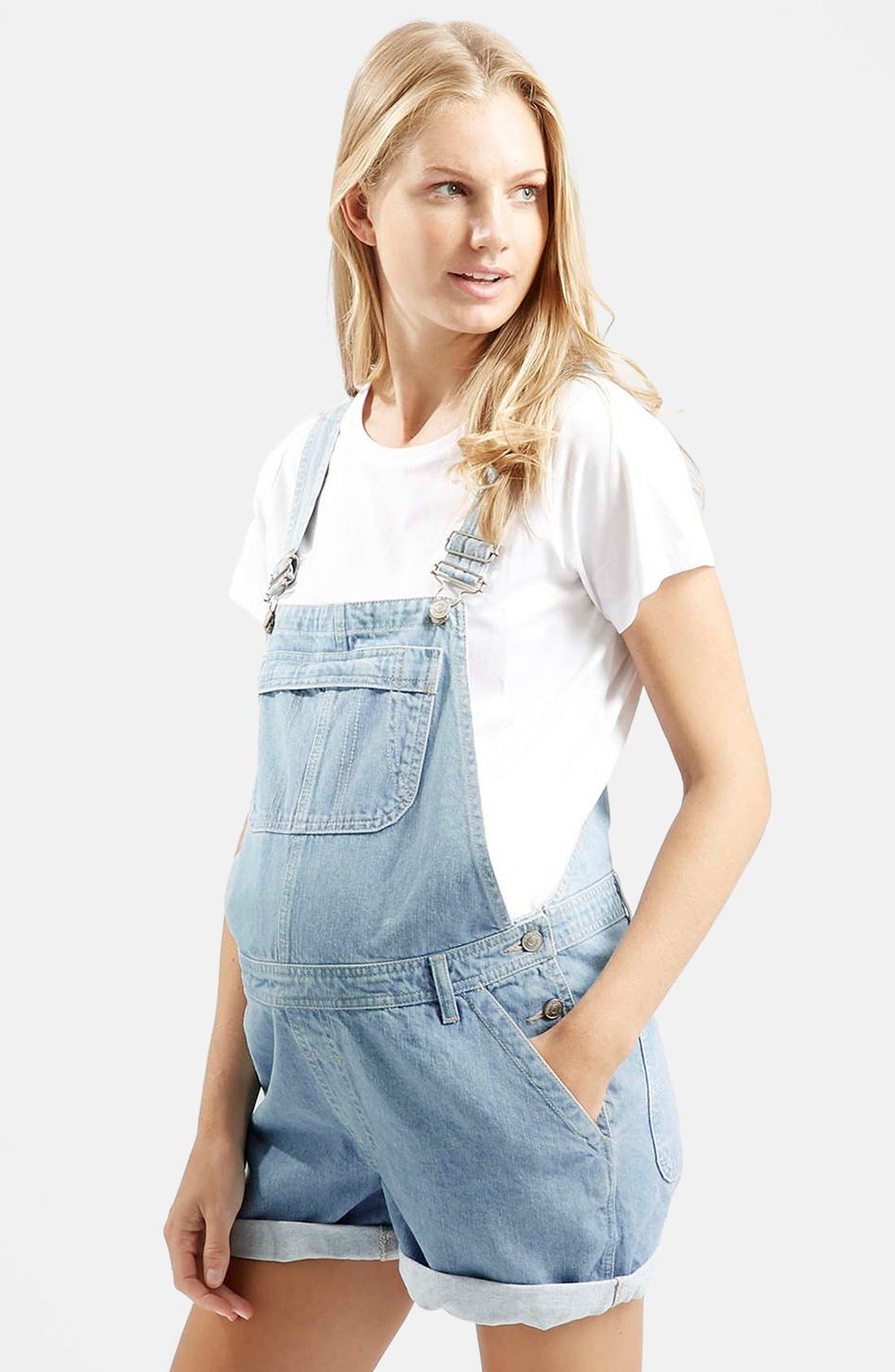 Short Maternity Overalls (Light Denim) Nordstrom