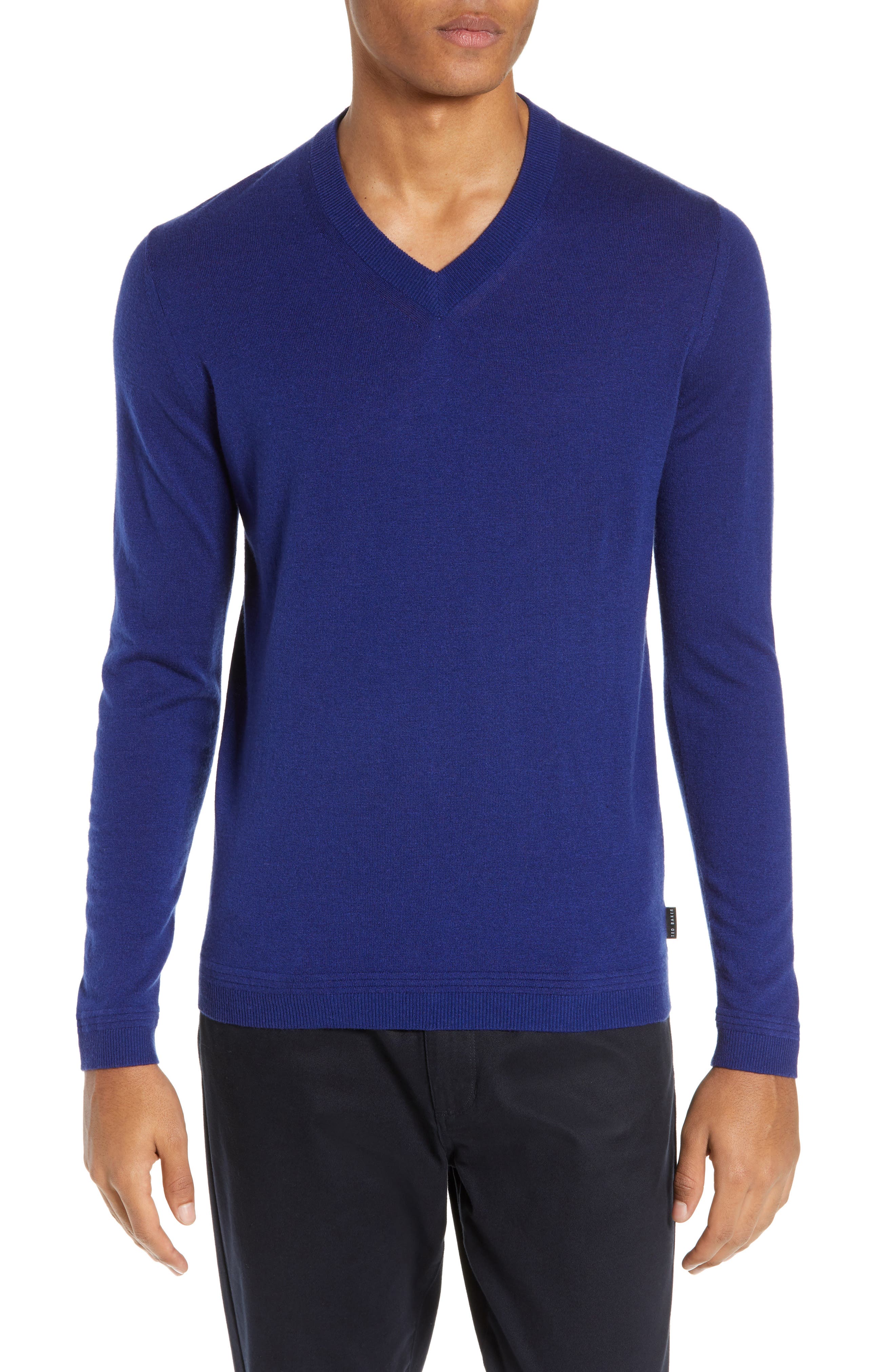 Ted Baker London Noel Slim Fit V-Neck Wool Blend Sweater