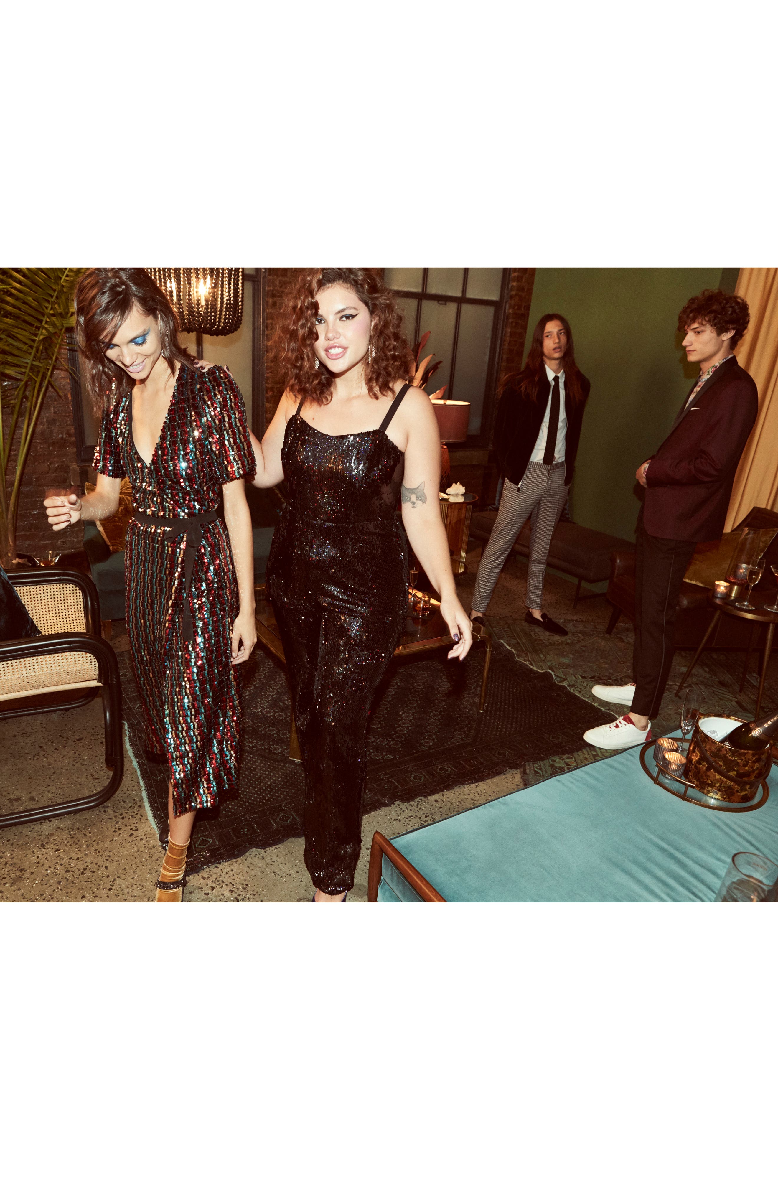 monique lhuillier sequin wrap dress