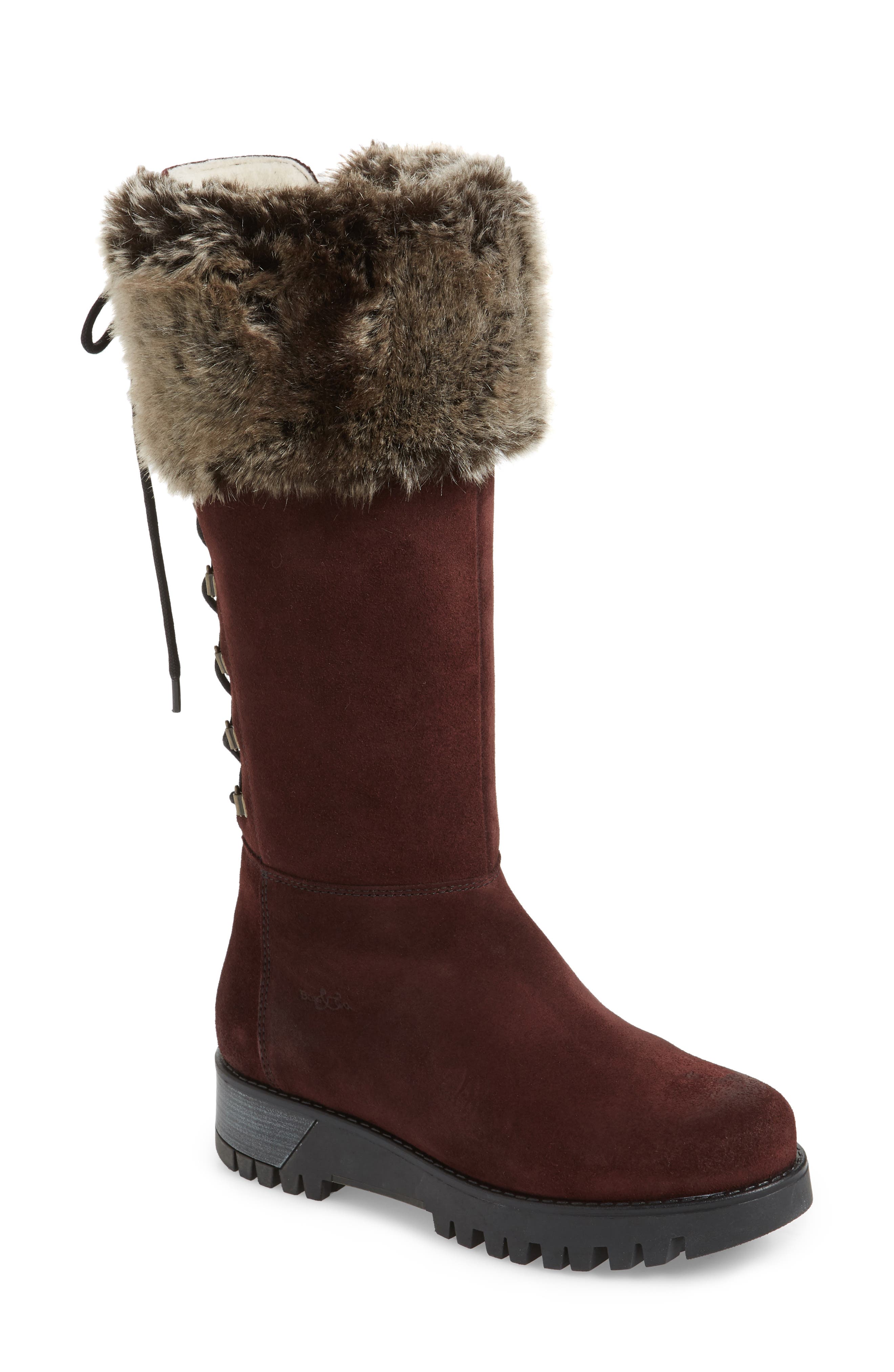 Bos. & Co. Graham Waterproof Winter Boot With Faux Fur Cuff, Red