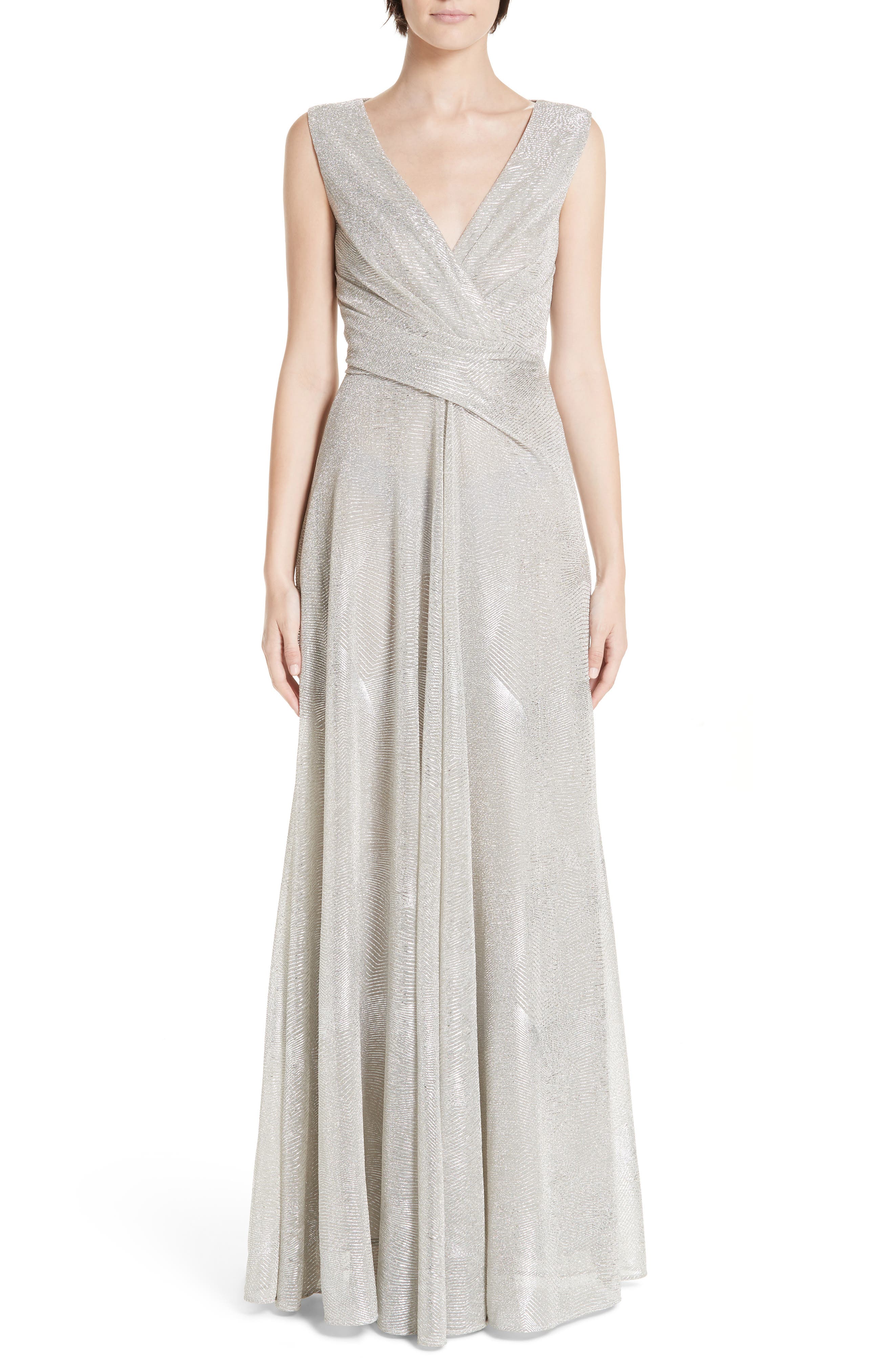 Talbot Runhof Metallic Voile A-Line Gown