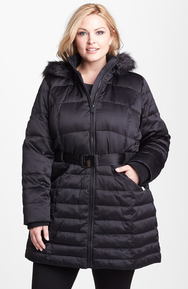 DKNY Hooded Down & Feather Coat (Plus Size) | Nordstrom