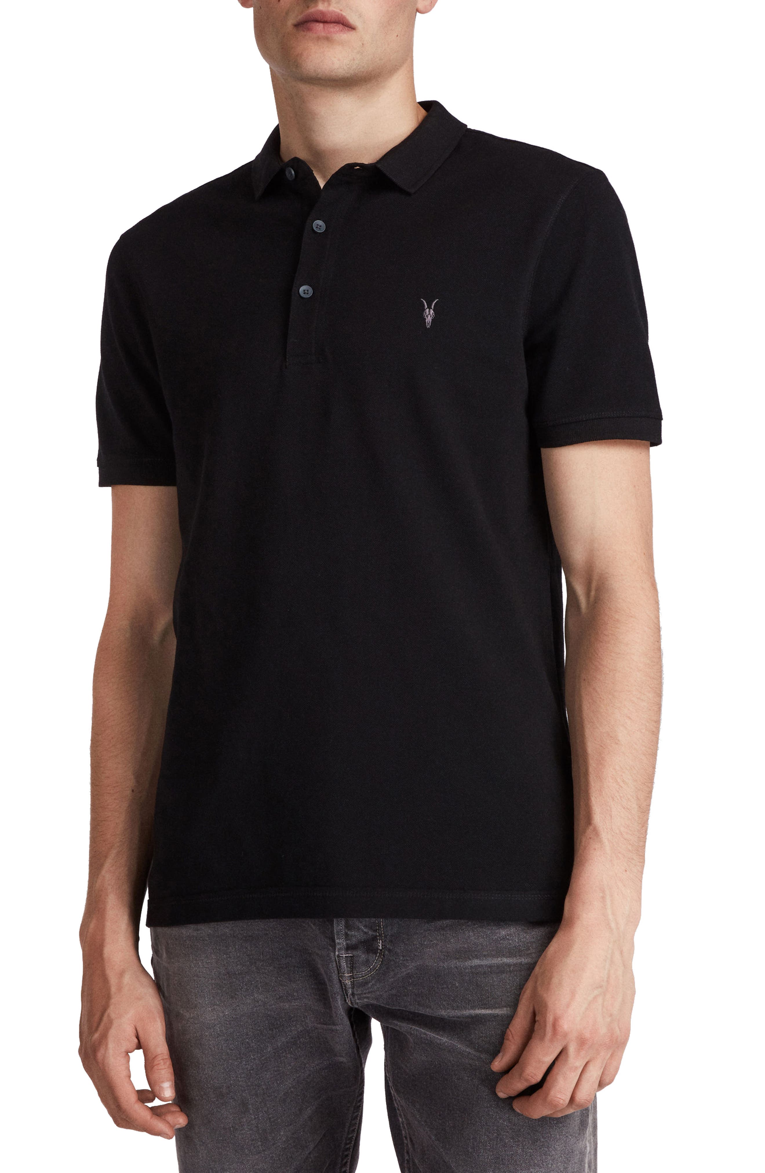 Allsaints Reform Slim Fit Polo, Black