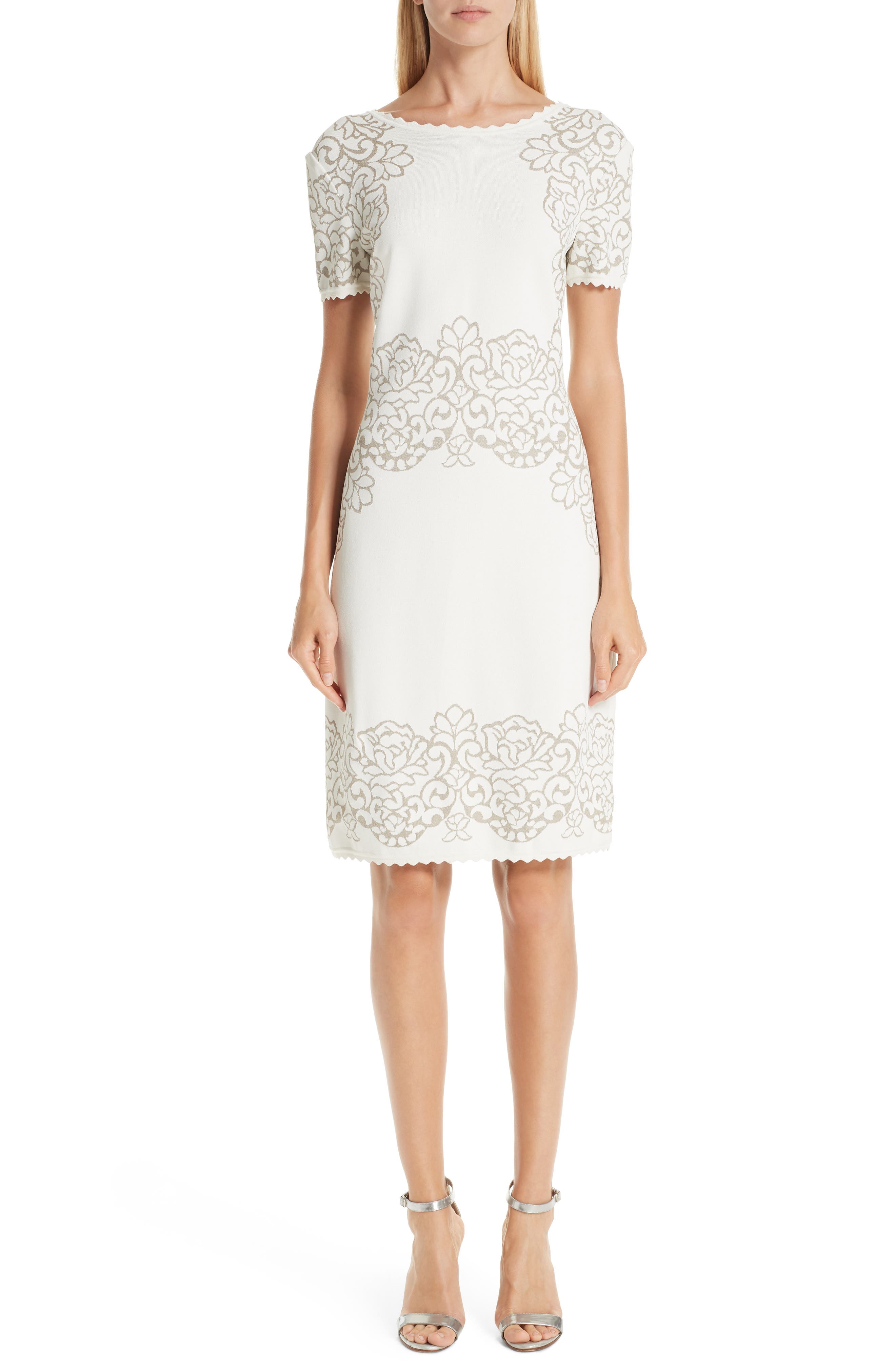 St. John Collection Laurel Jacquard Sweater Dress, Beige