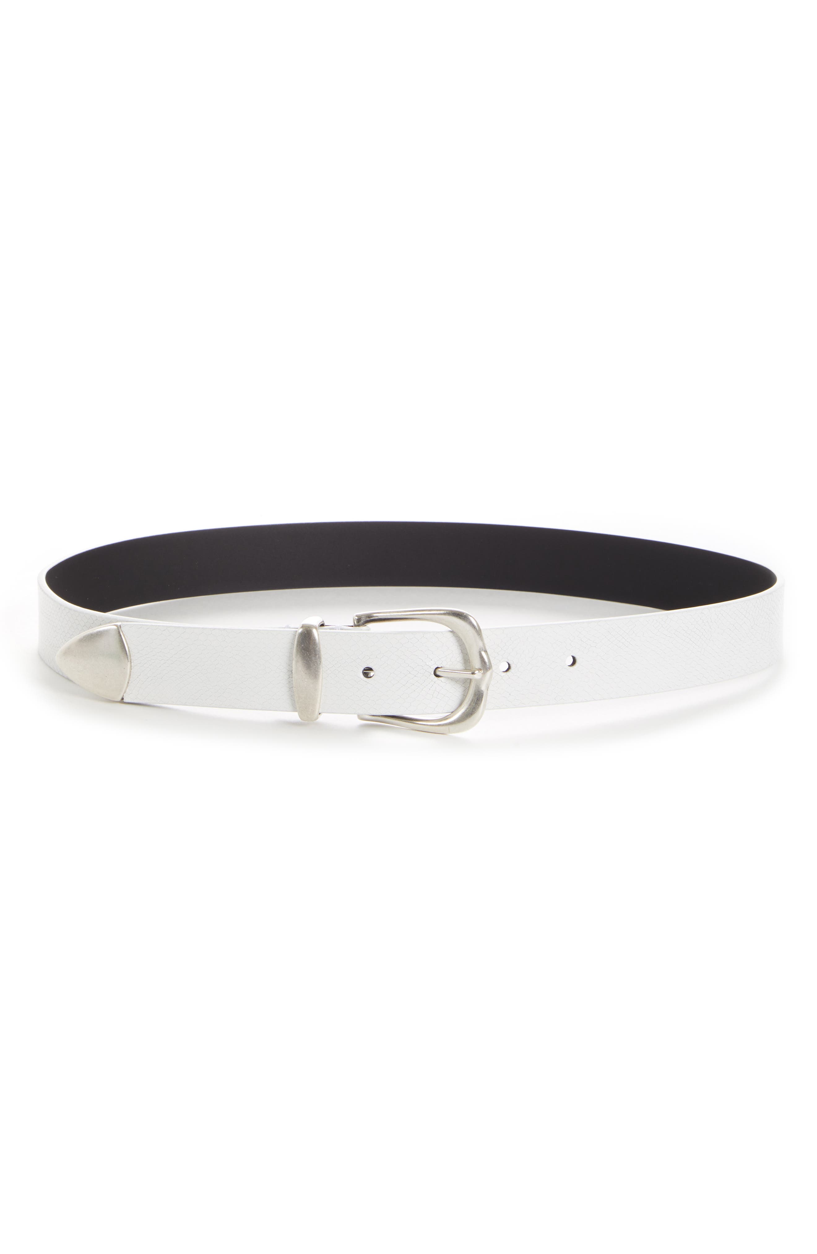 Isabel Marant Kidatt Snake Embossed Leather Western Belt, White
