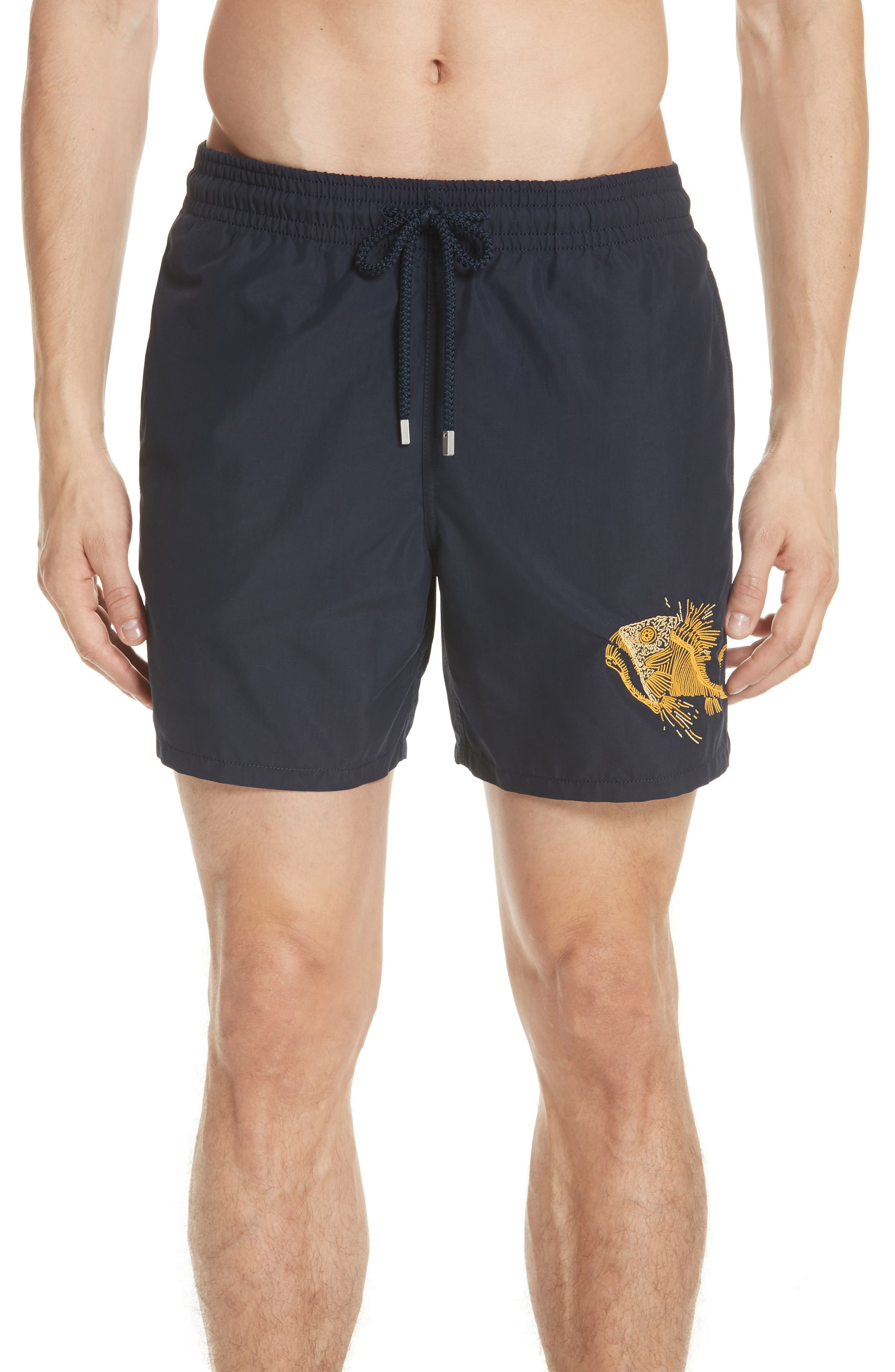 Vilebrequin Embroidered Prehistoric Fish Swim Trunks, Blue