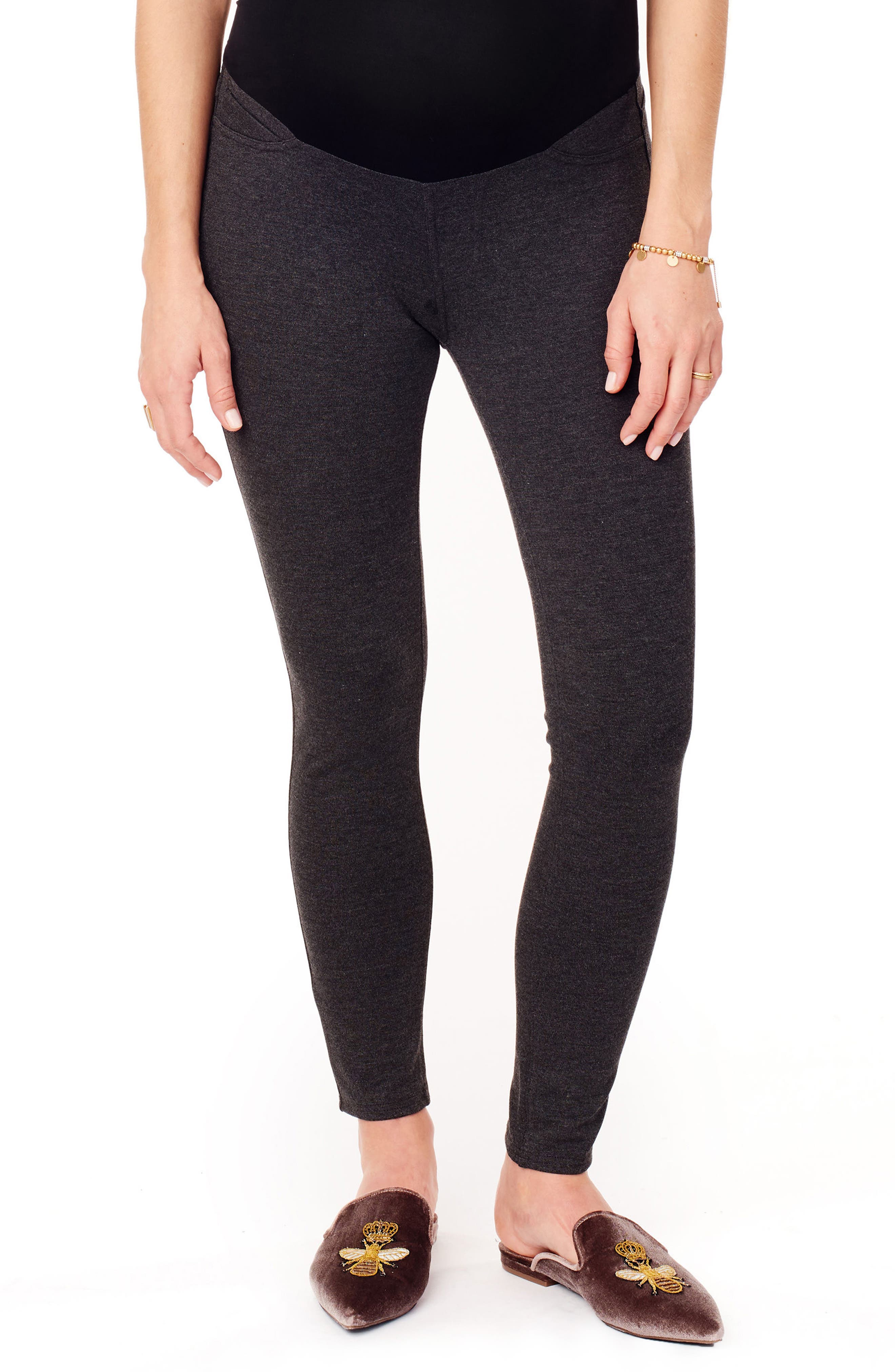 Ingrid & Isabel Ponte Knit Skinny Maternity Ankle Leggings, Grey