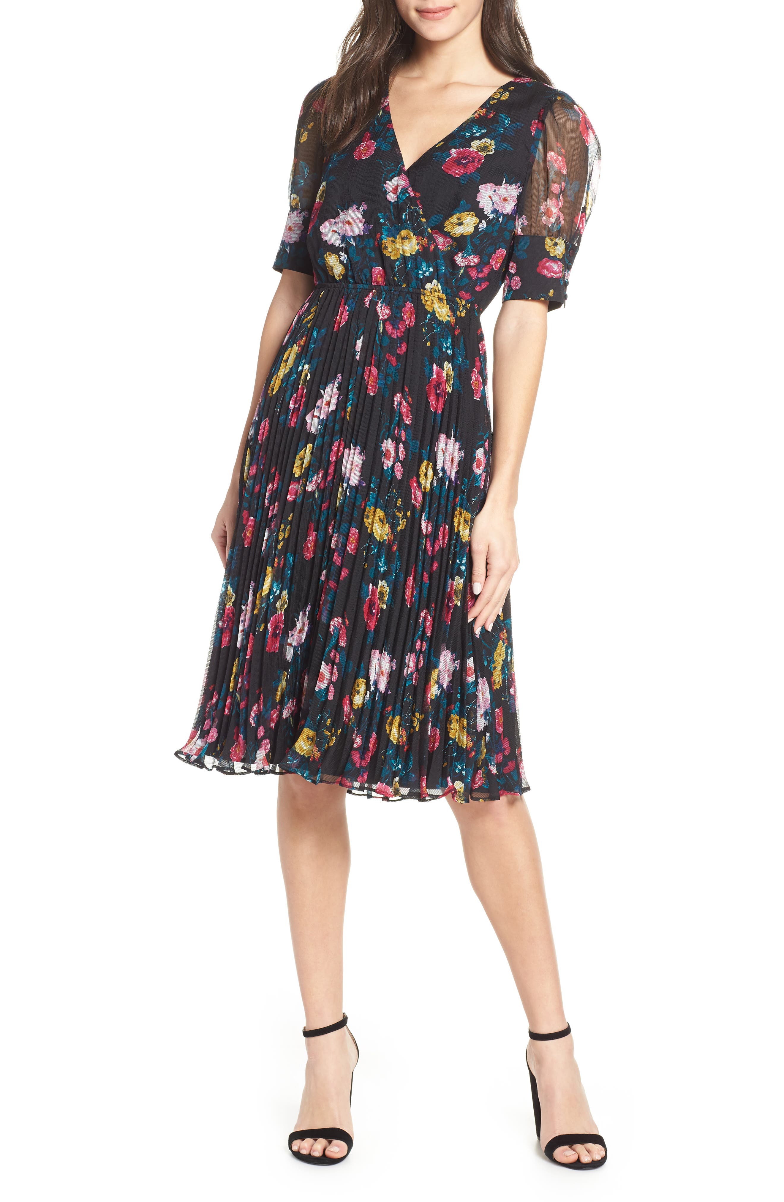 Ali & Jay Floral Angels Flight Midi Dress, Black