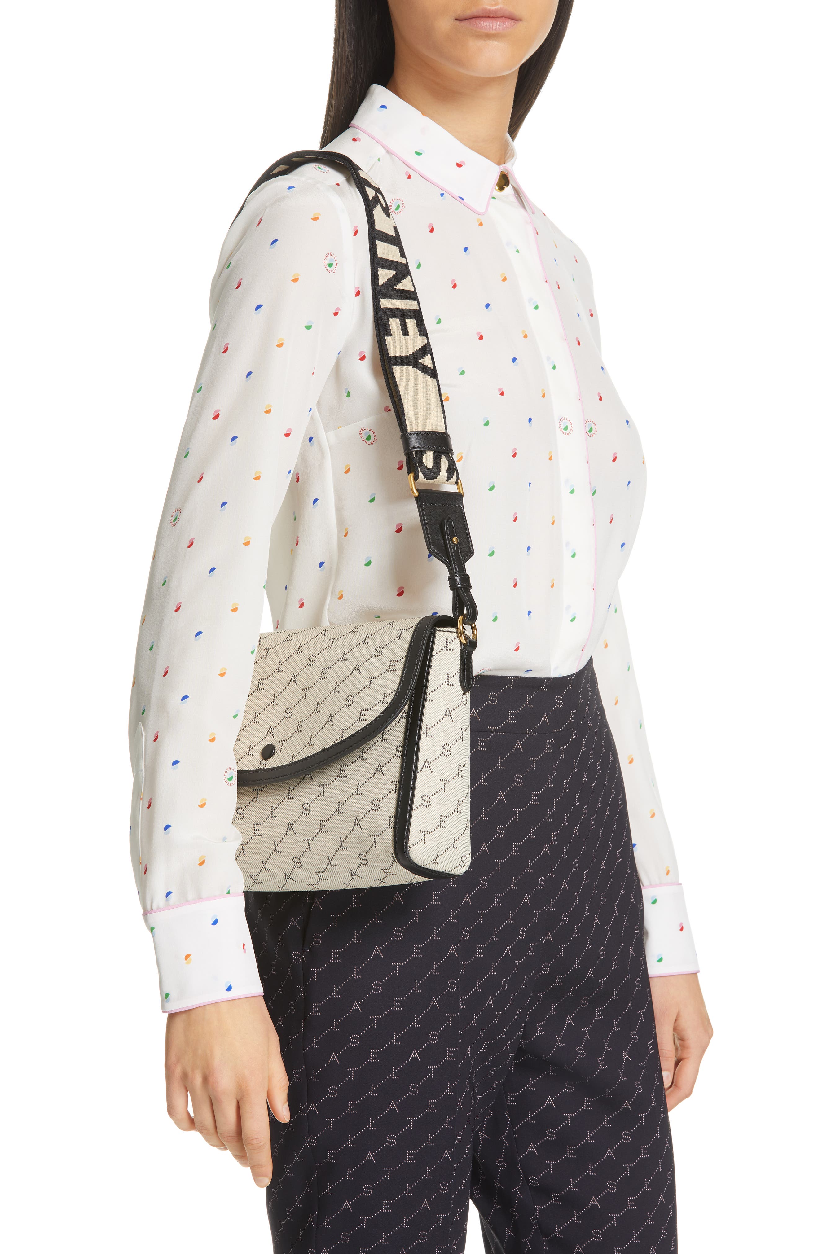 Stella Mccartney Monogram Canvas Crossbody Bag - Beige