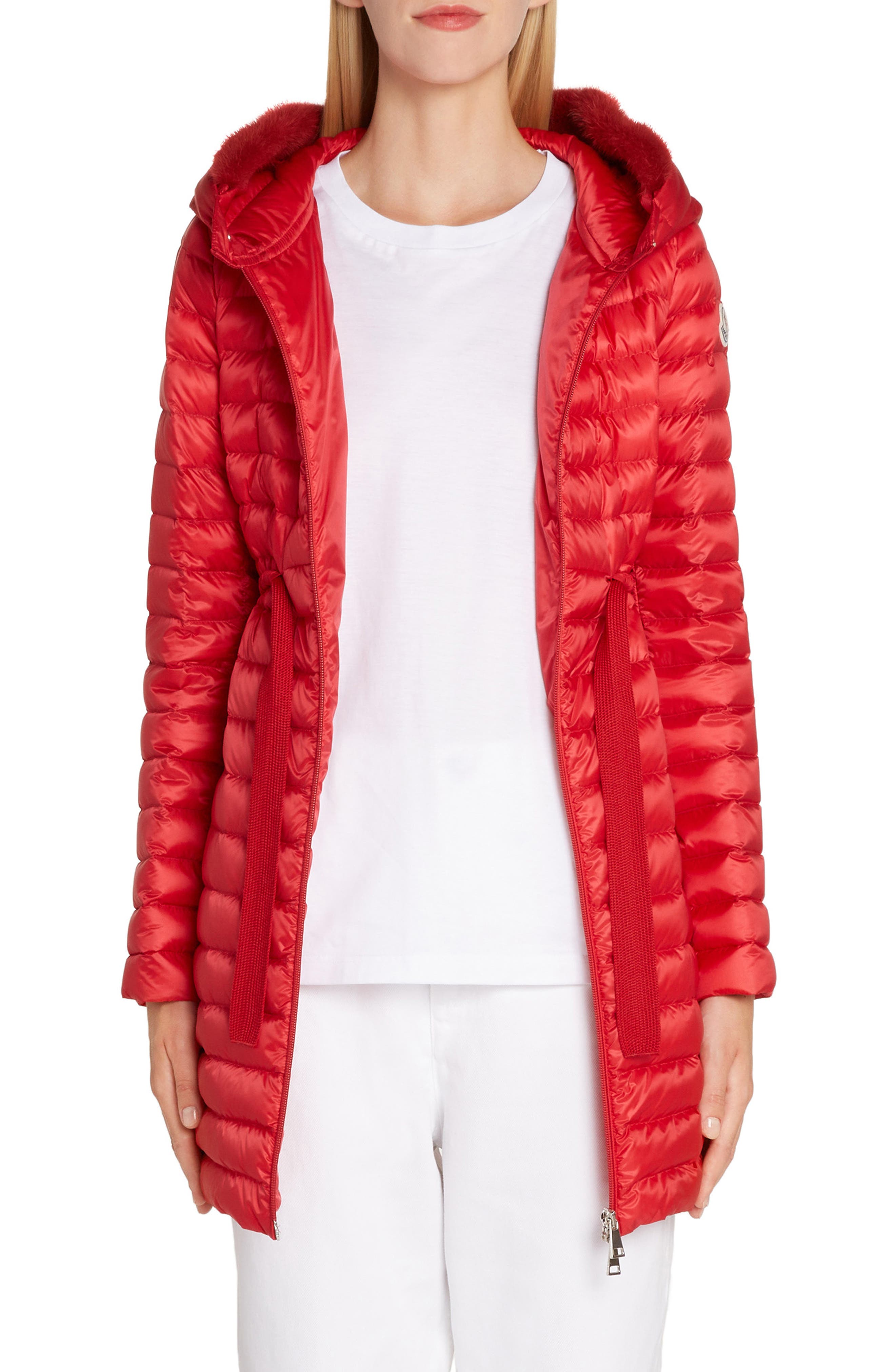 Moncler Barbel Quilted Down Coat With Genuine Mink Fur Trim