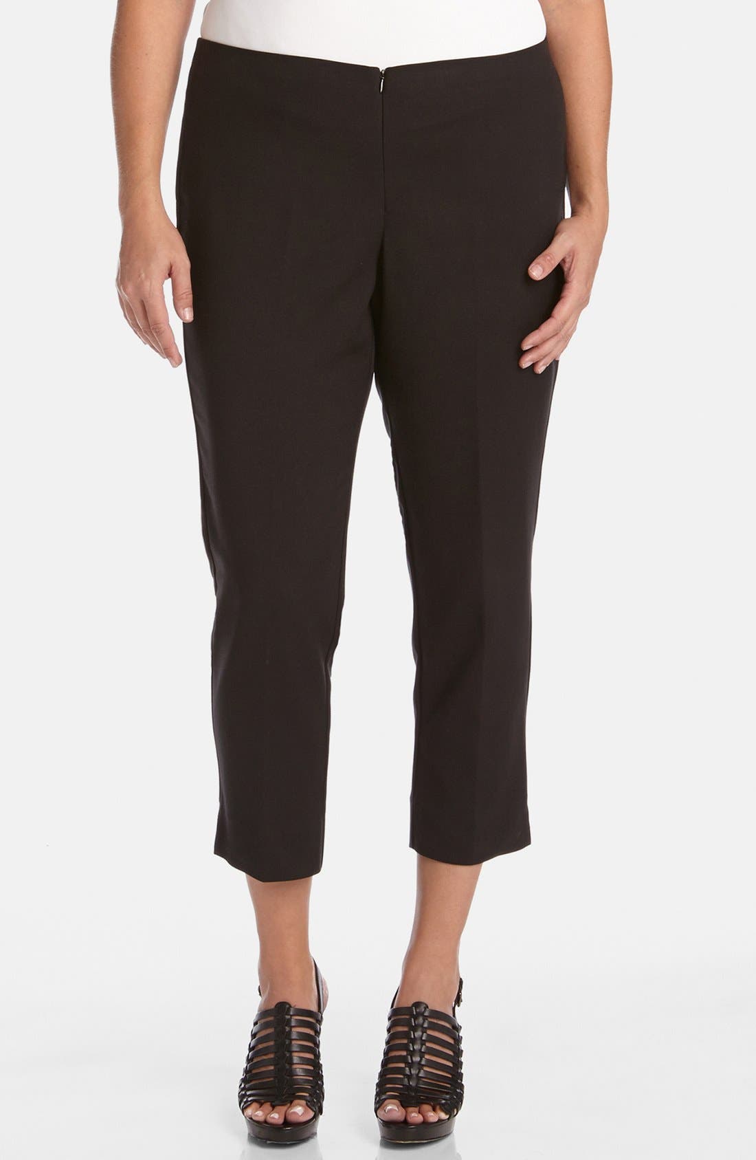 Plus Size Karen Kane Stretch Capri Pants, Black