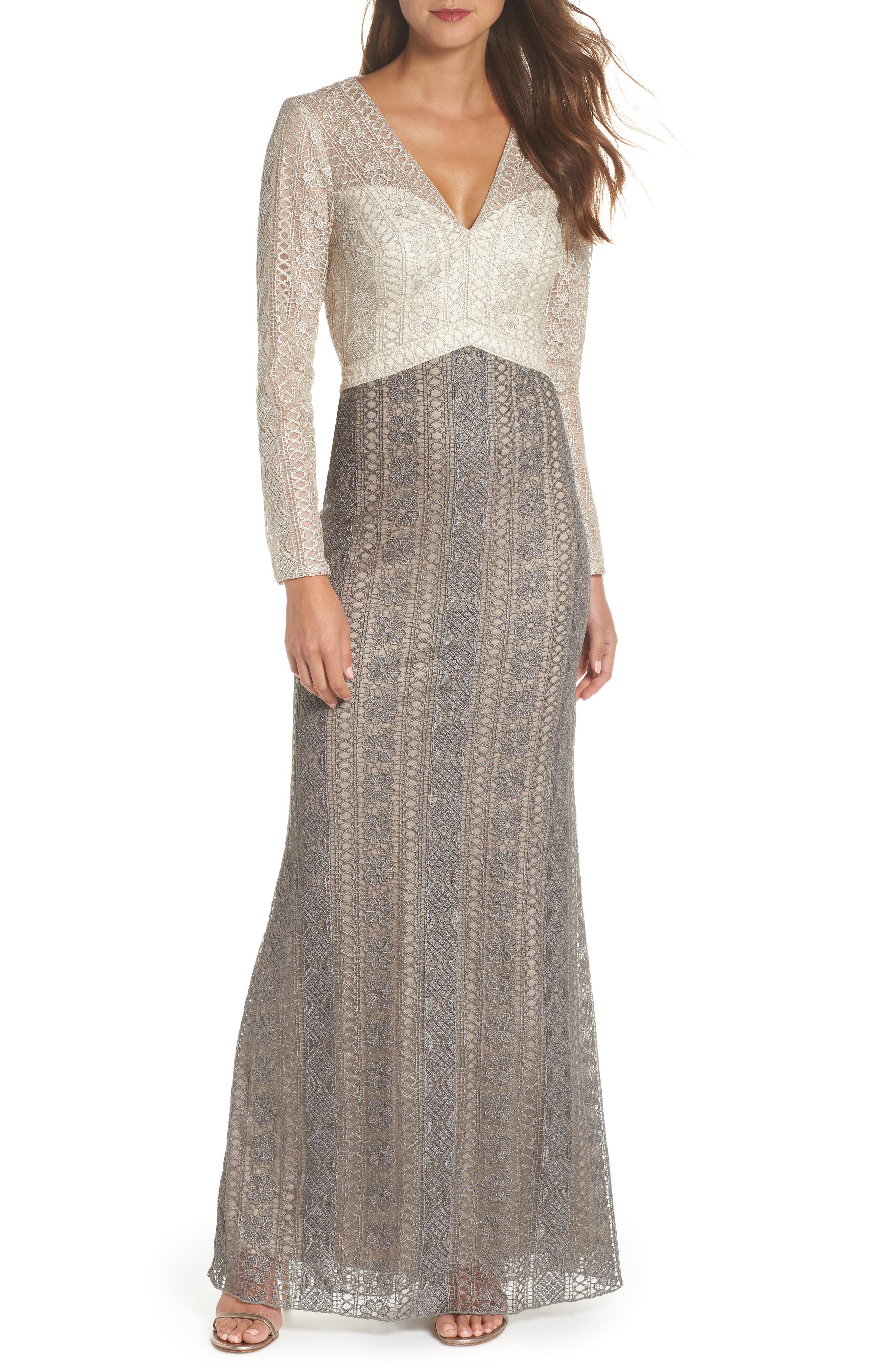 Tadashi Shoji Lace Gown, Grey