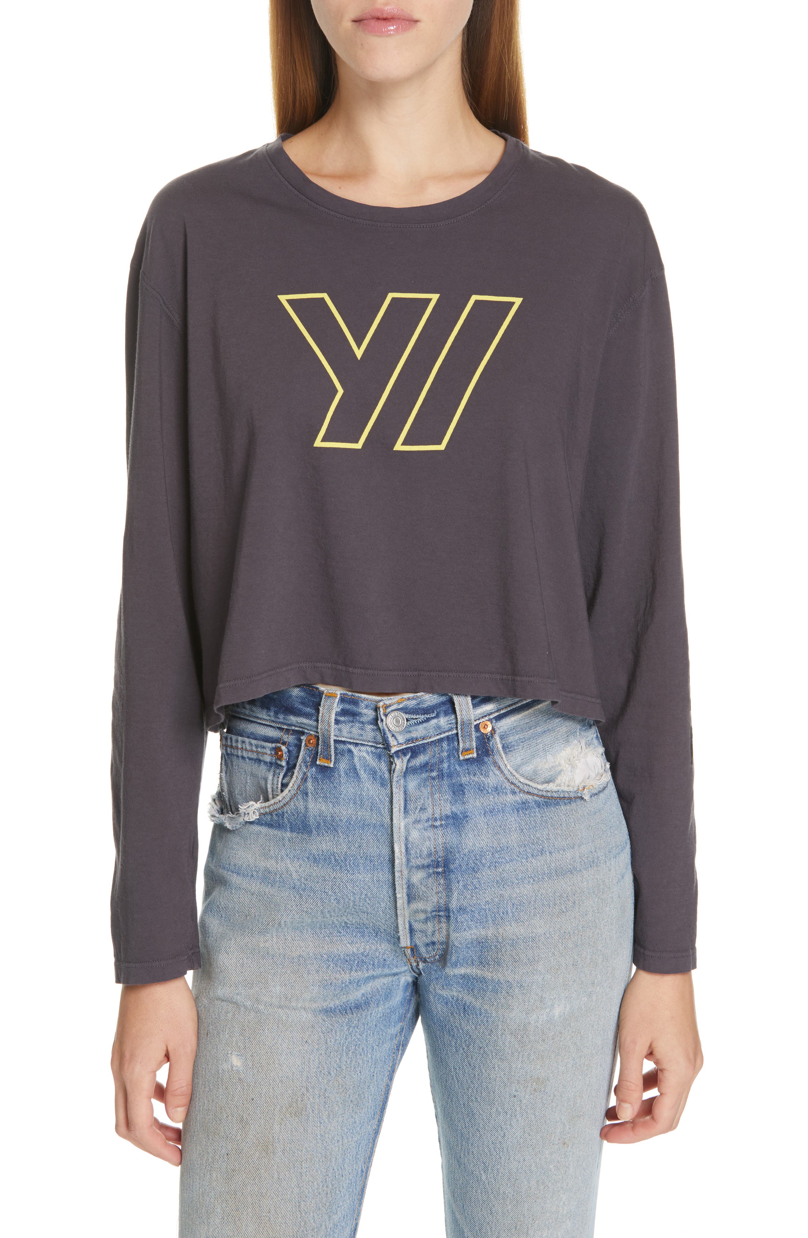 James Perse Crop Tee, Grey