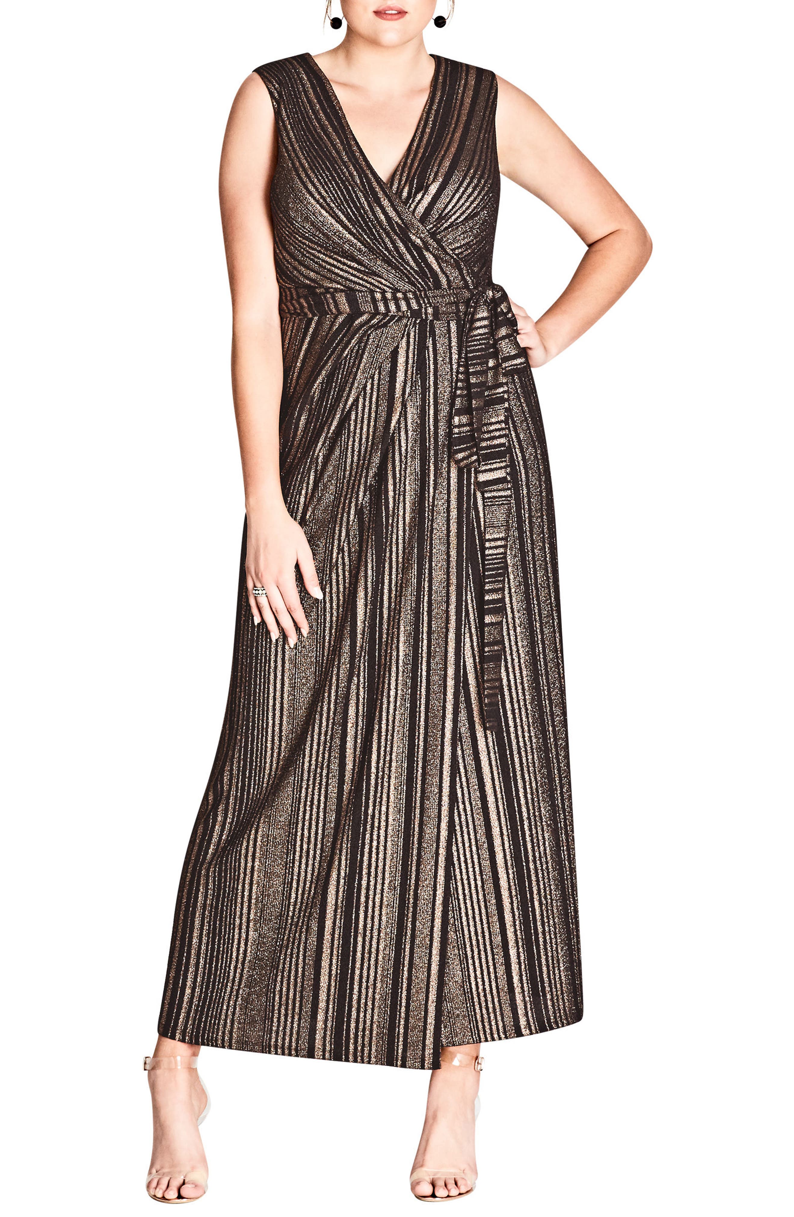 Plus Size City Chic Cleo Wrap Maxi Dress, Black