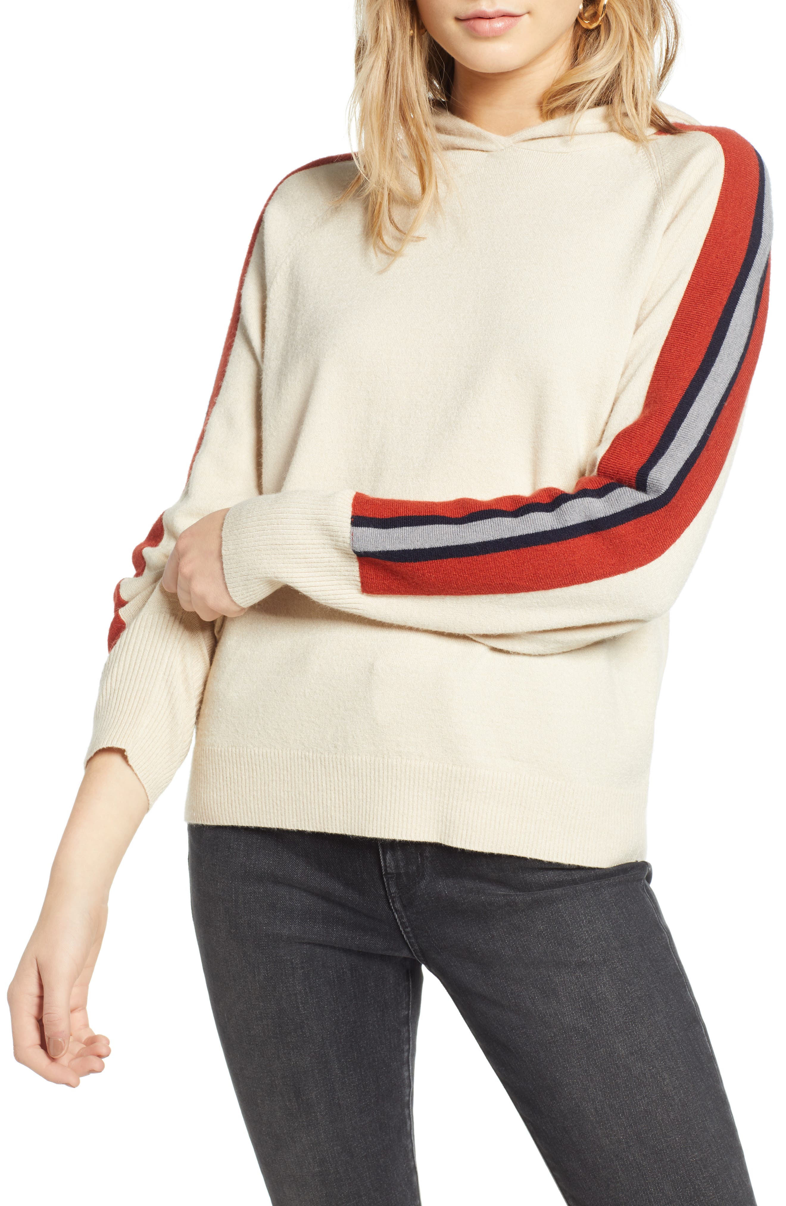 Treasure & Bond Stripe Hoodie, Beige
