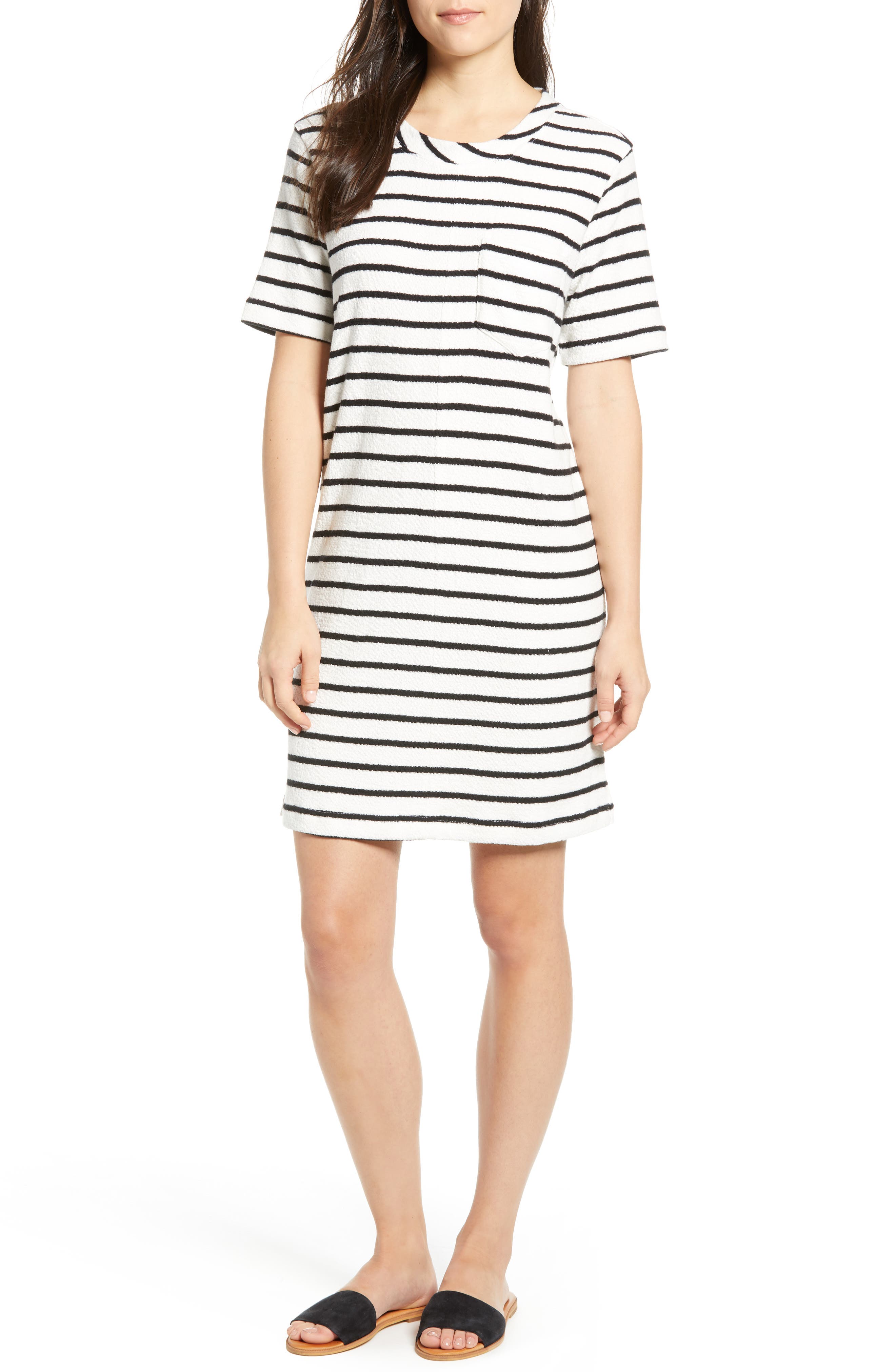Petite Caslon T-Shirt Dress, White