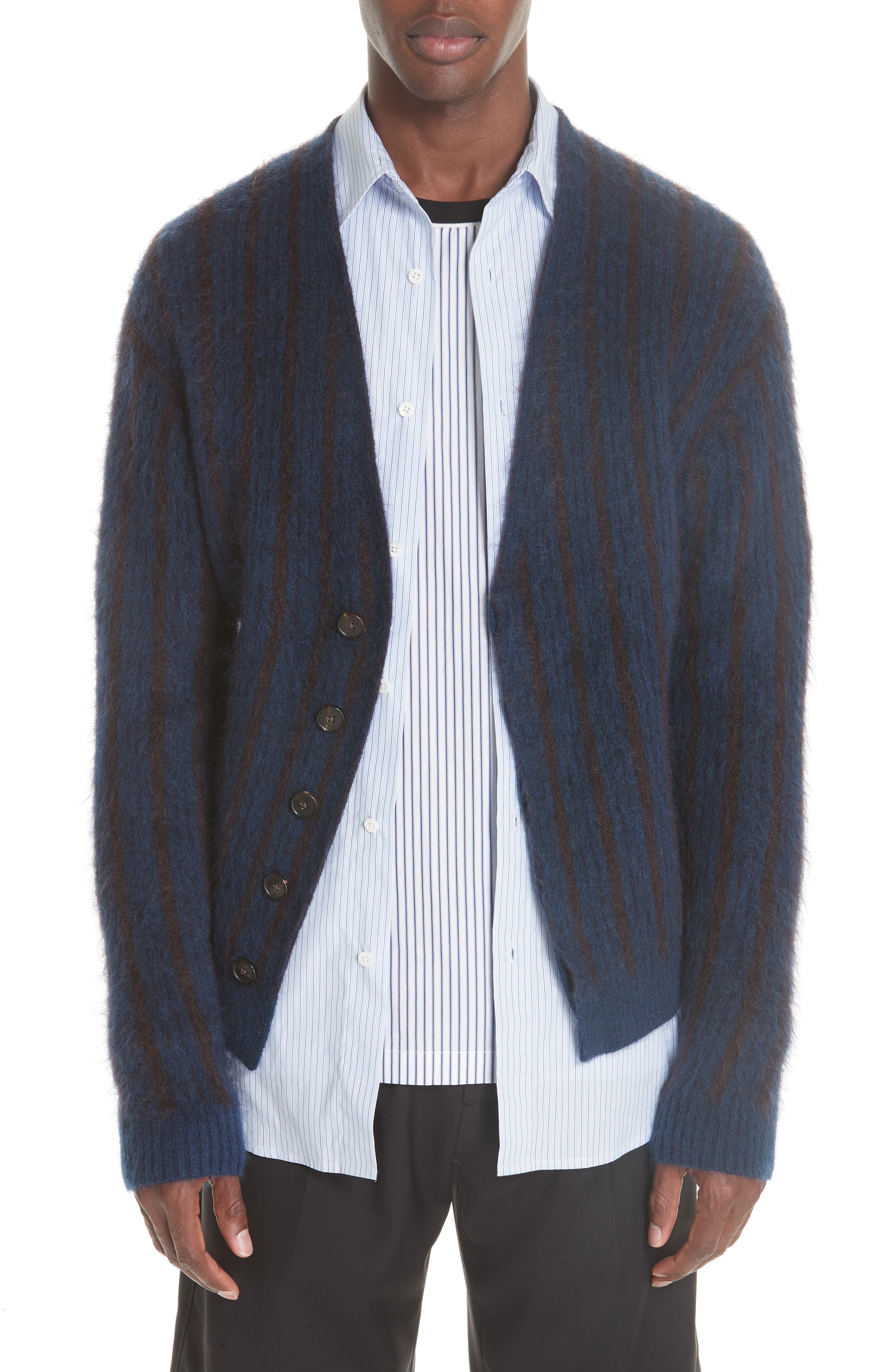 3.1 Phillip Lim Brushed Jacquard Cardigan, Blue/green