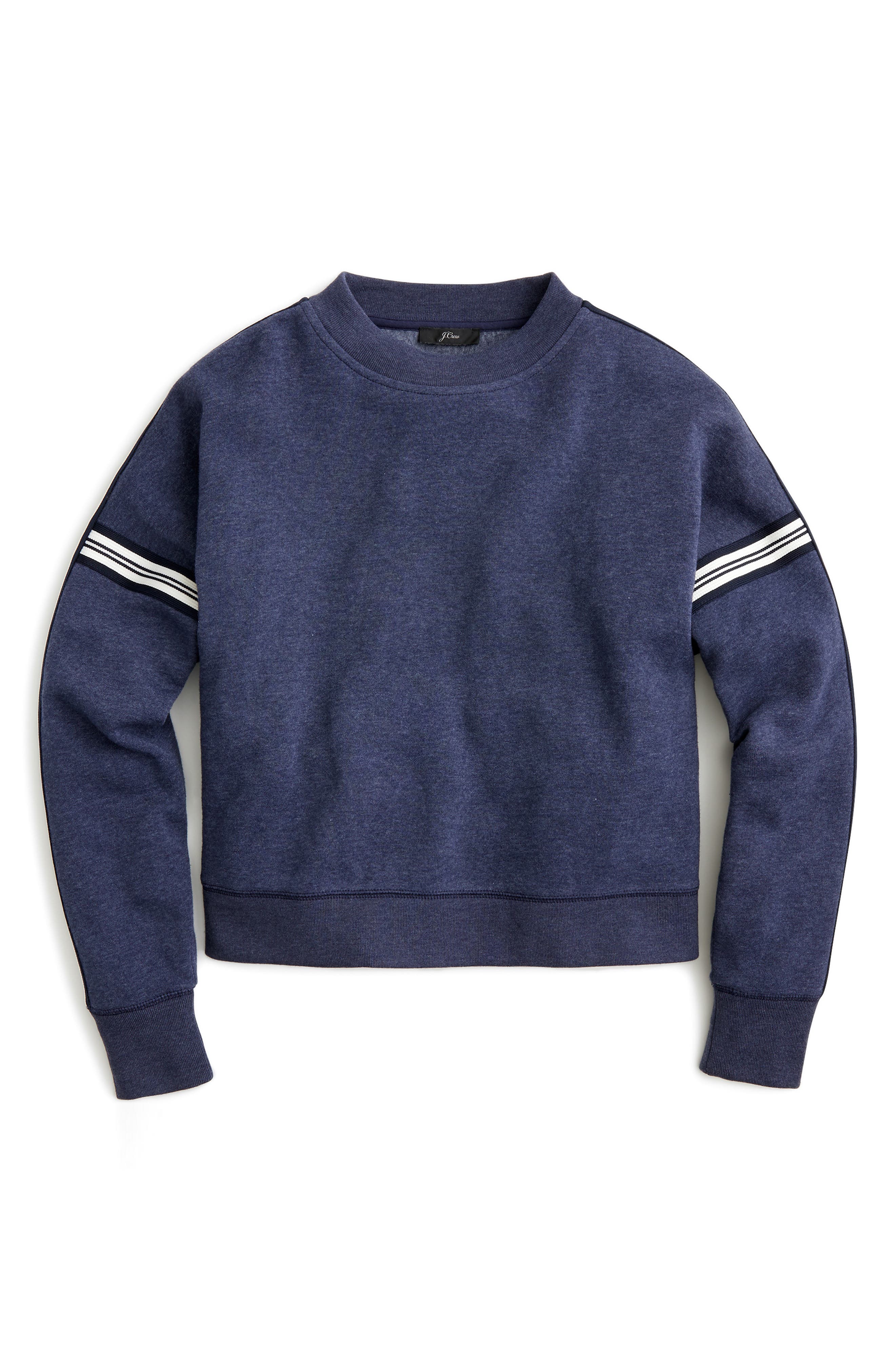 Plus Size J.crew Racing Stripes Crop Crewneck Sweatshirt, Blue