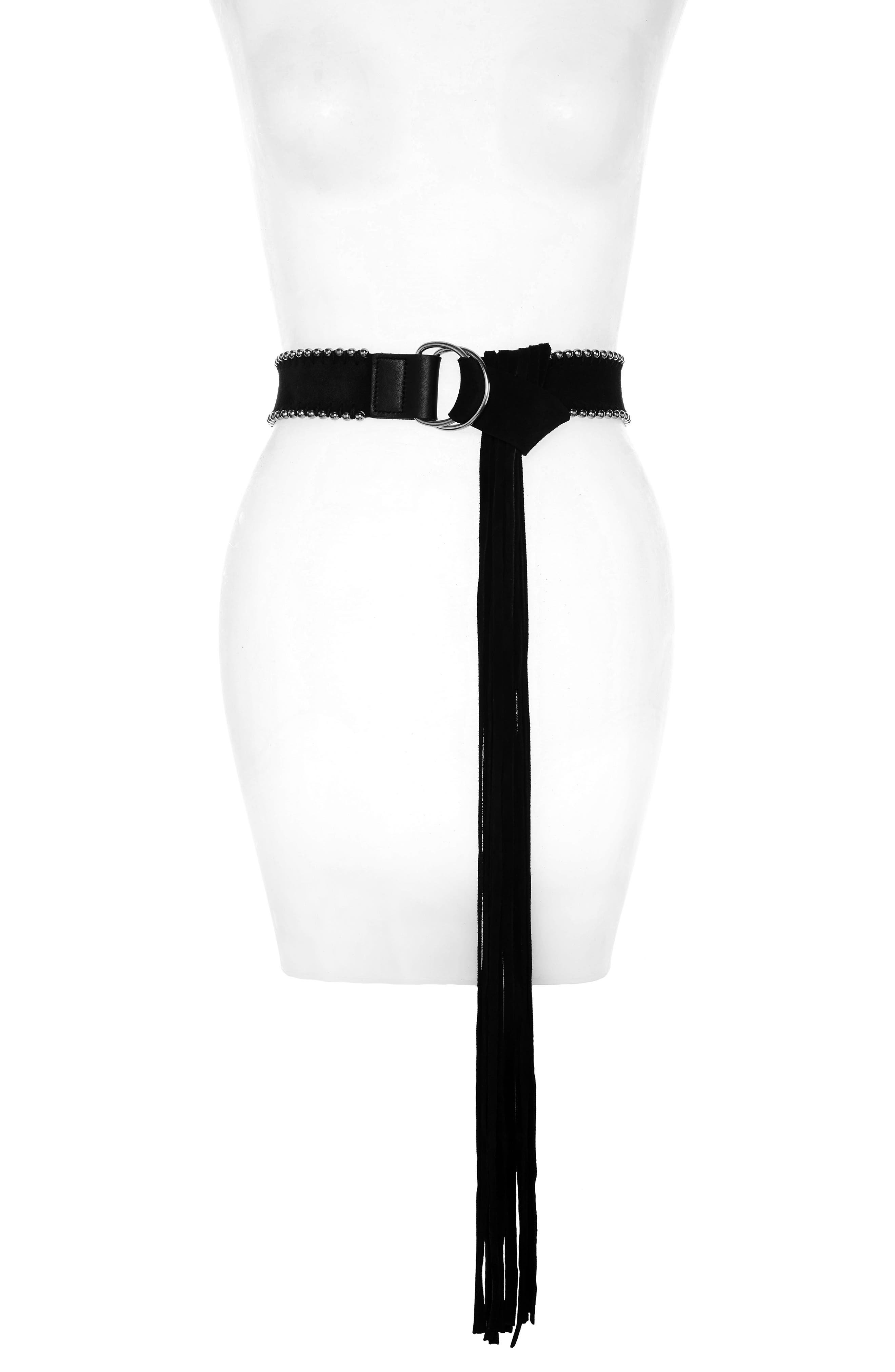 Iro Tyler Fringe Beaded Belt, Black