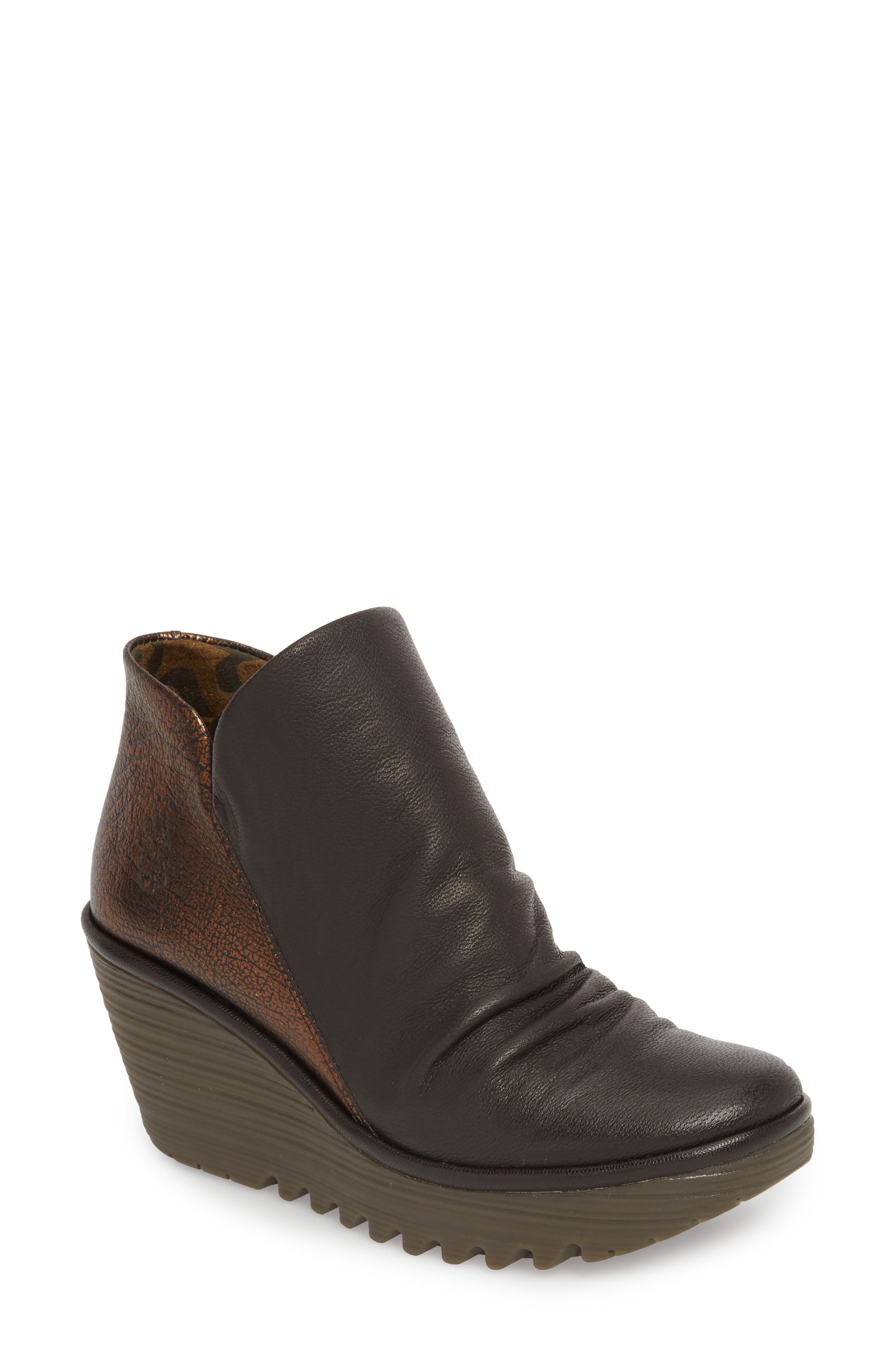 Fly London Yip Wedge Bootie-6- Brown