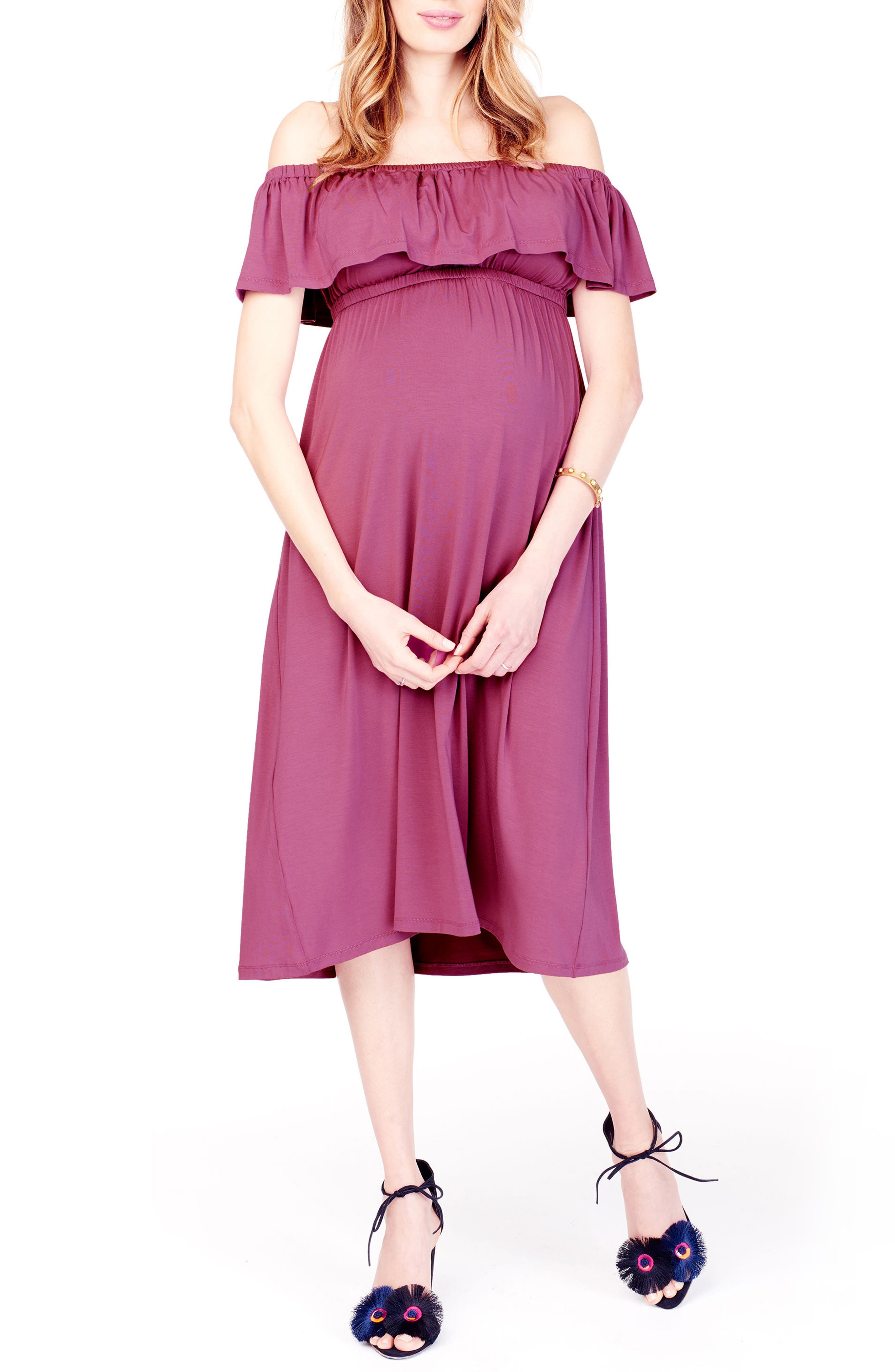 Ingrid & Isabel Off The Shoulder Maternity Midi Dress