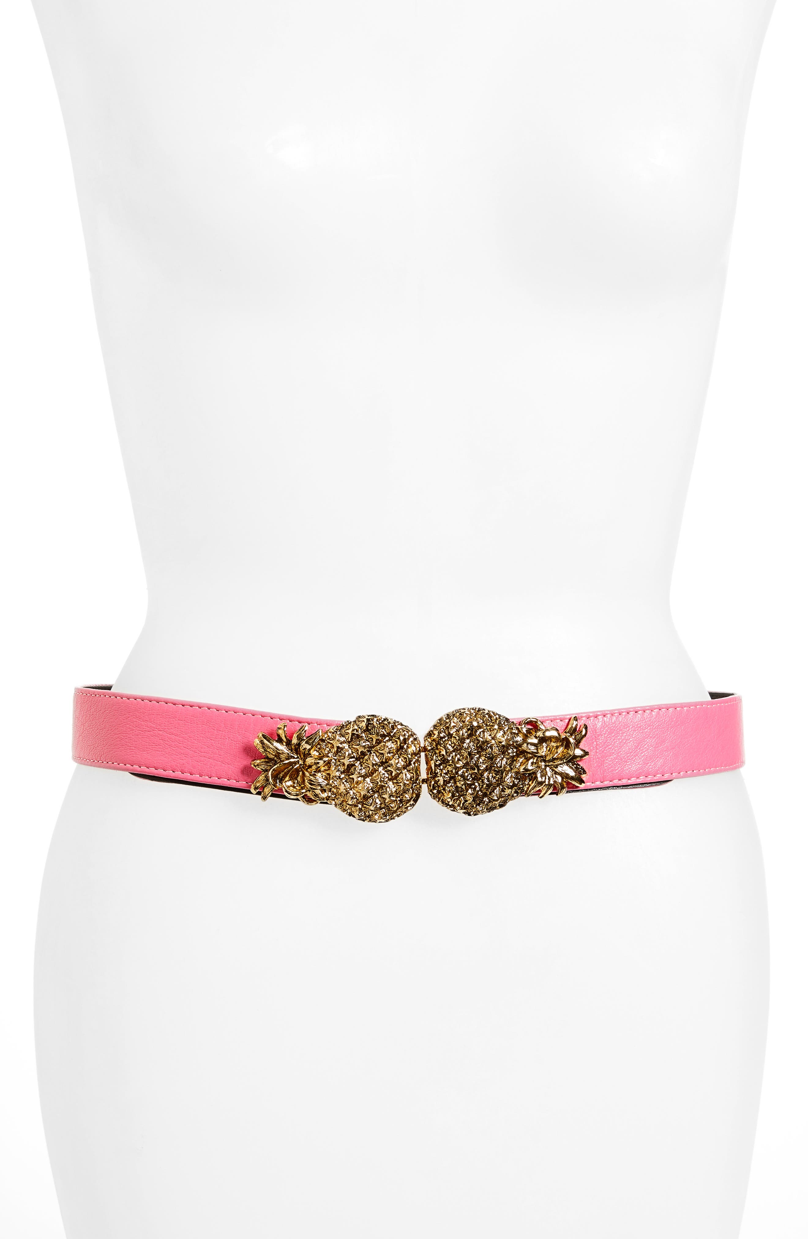 Raina Pina Leather Belt, Size One Size - Pink